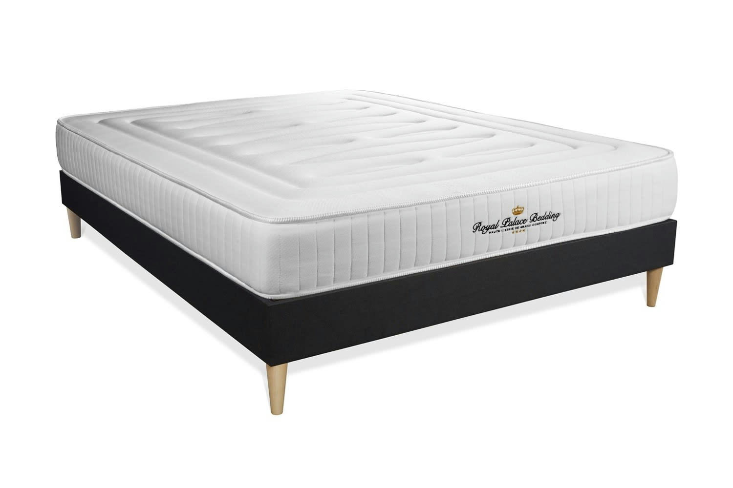 LANCASTER - Pack matelas sommier kit 160x200 oreiller couette