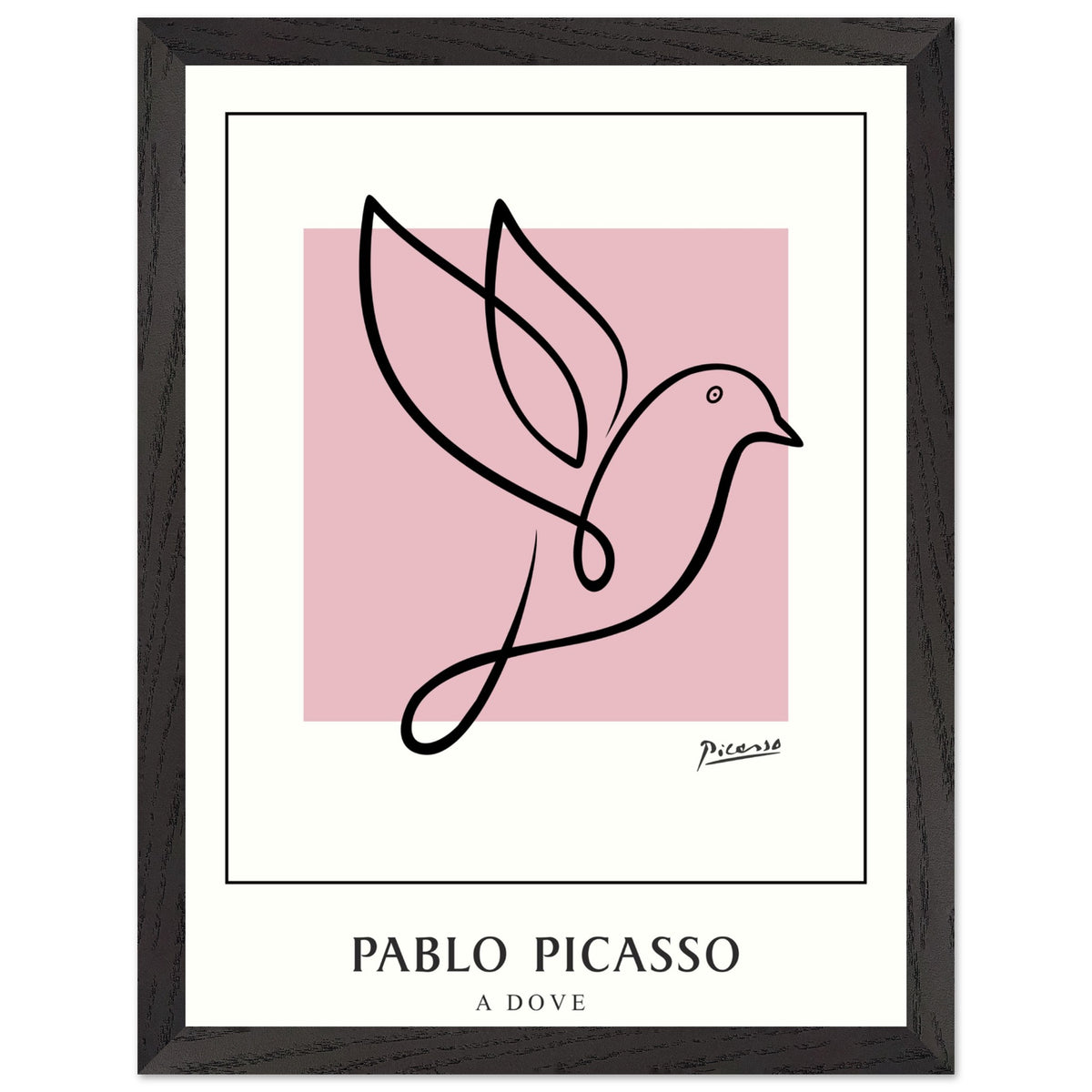 Artfulprints Poster met Lijst Pablo Picasso - A dove  - 30x40 cm - Roze