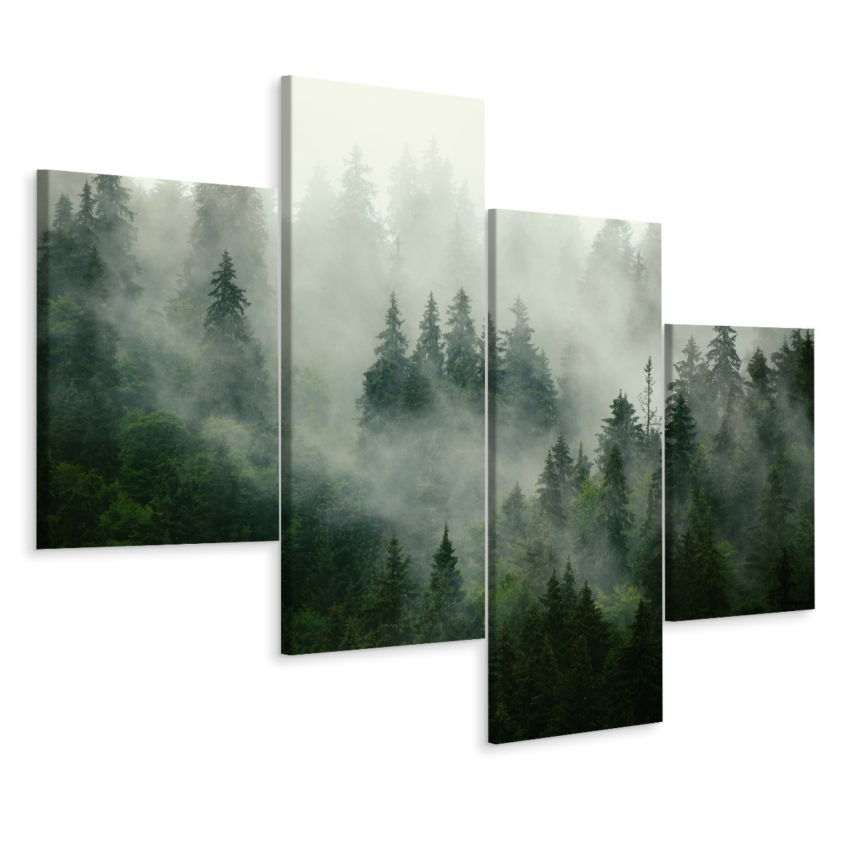 Obraz 4-Częściowy Mglisty Las PEJZAŻ 3D 80x50cm