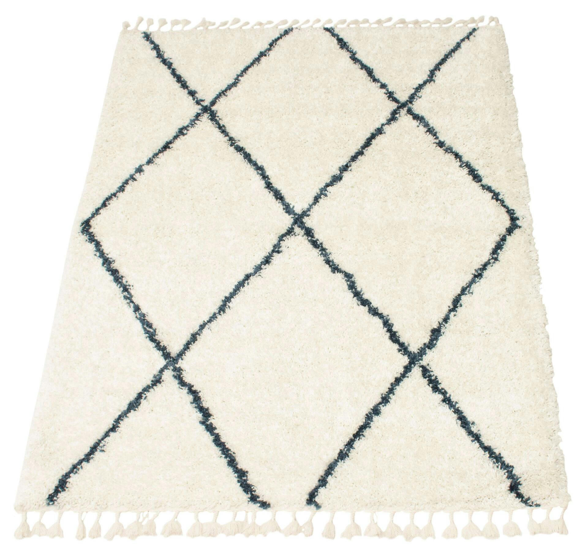 ECARPET Grammercy Willow Indoor Geometric Area Shag Rug, Cream, Assorted Sizes