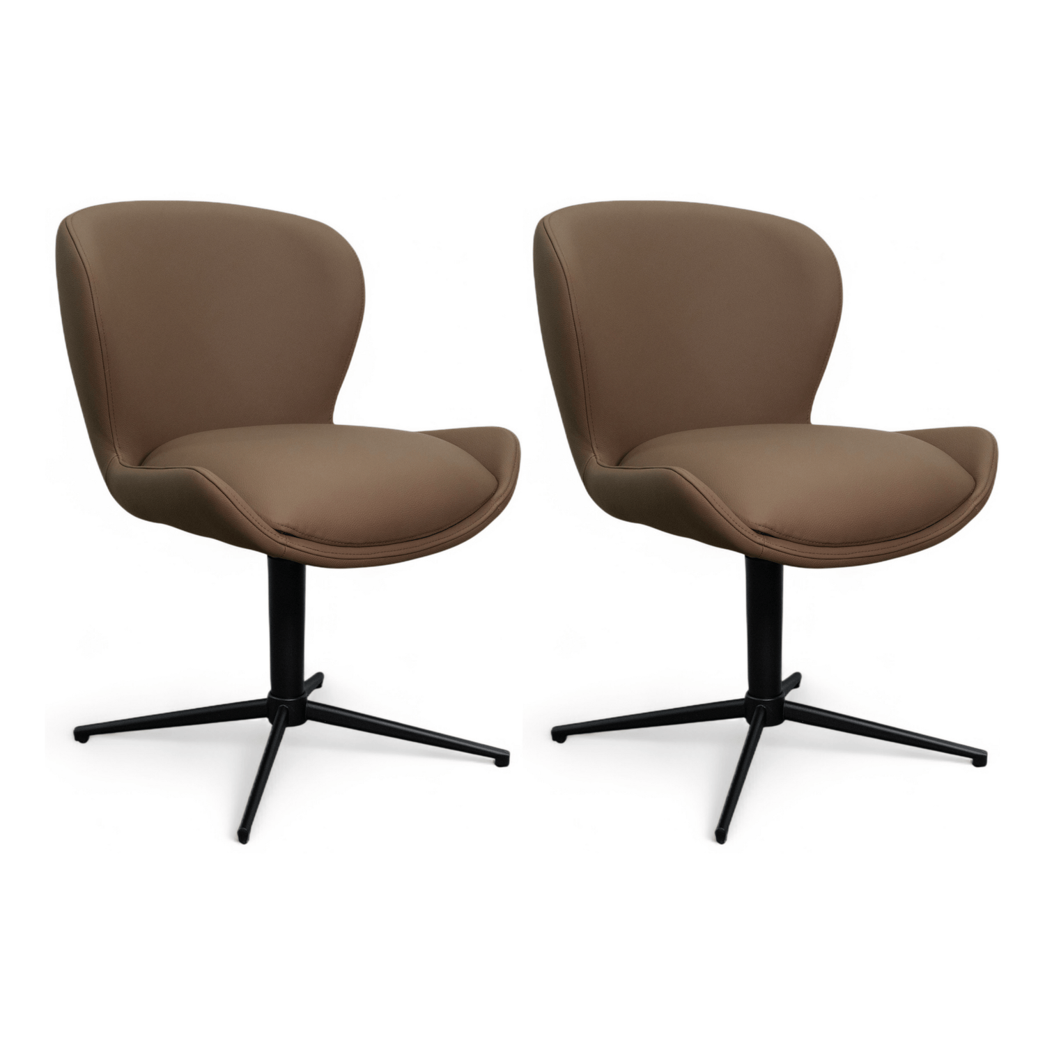 Furnhouse eetkamerstoel Nicklas - Taupe - Leer - Set van 2