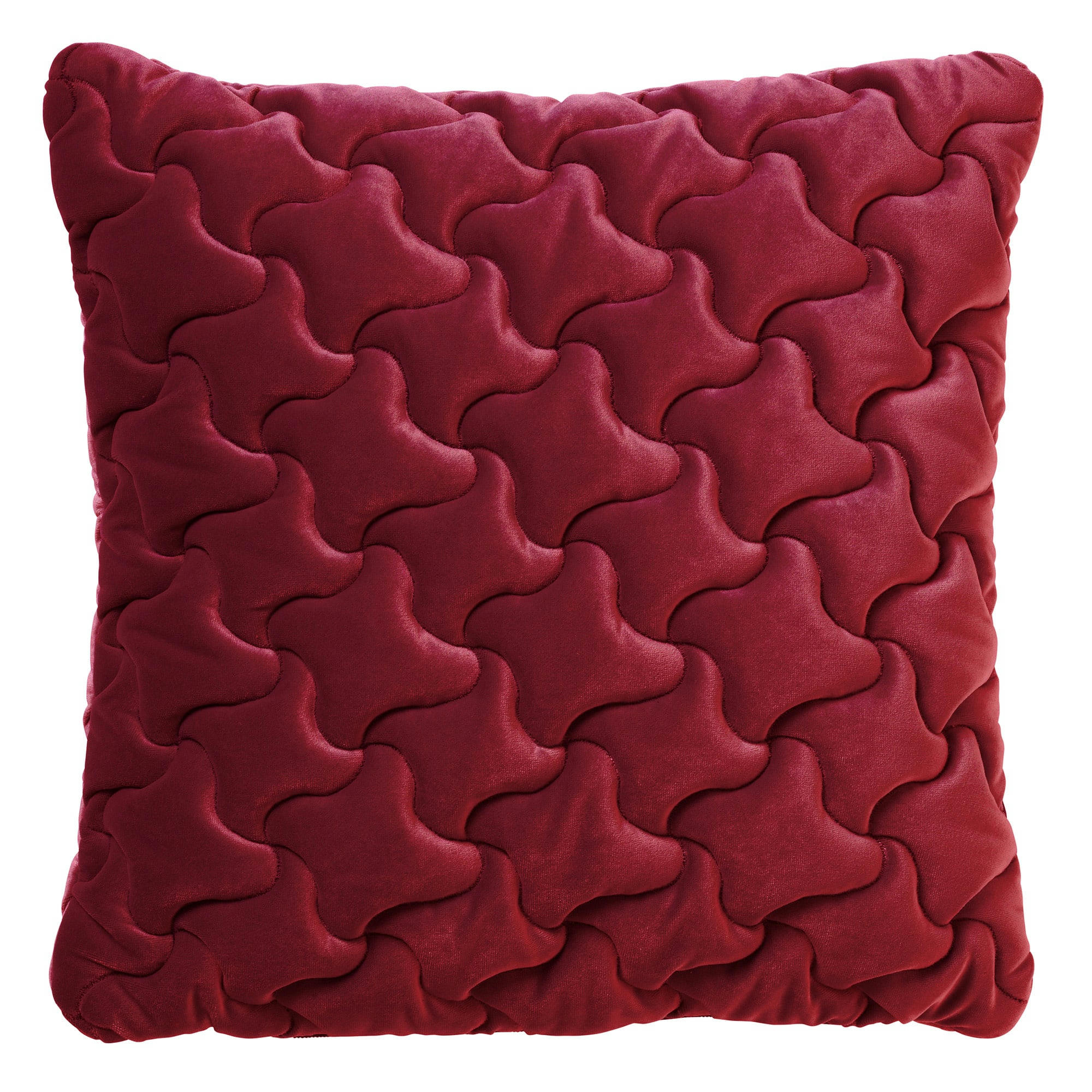 - Coussin rouge en velours 45x45 cm avec motif