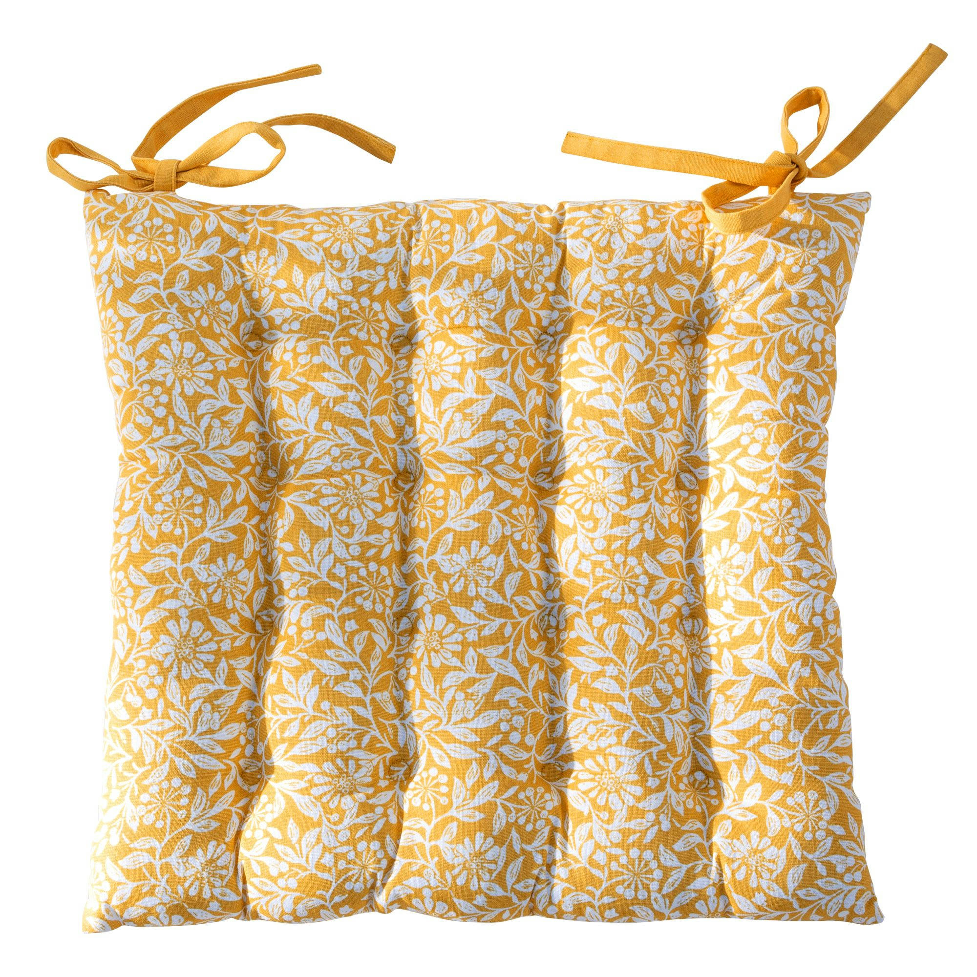 FLORA - Lot de 2 galettes 40x40 jaune en coton