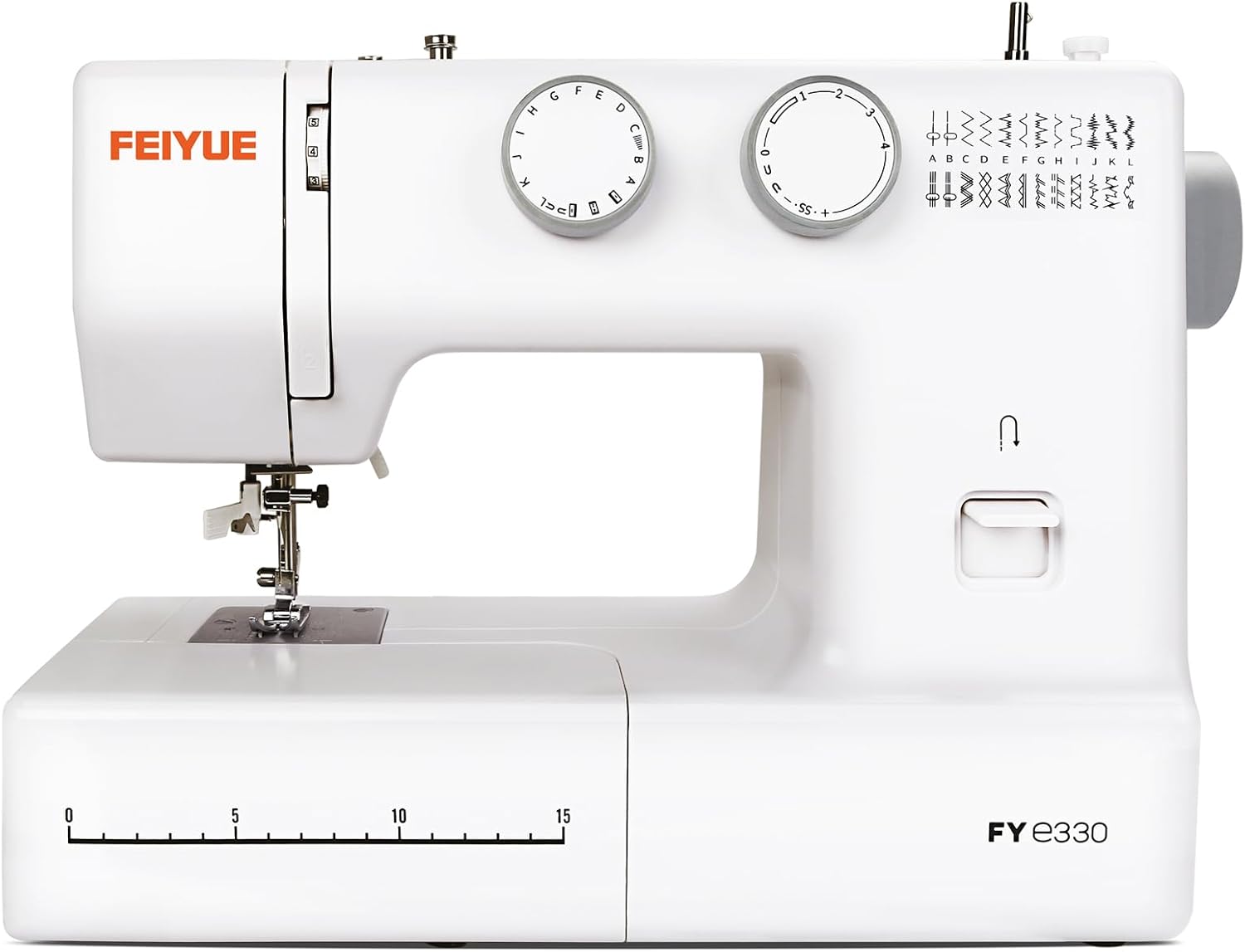FEIYUE FYe330 Home Sewing Machine with Foot Pedal, Controllable Pedal Speed, 105 Stitch Applications, Powerful Servo Motor, Great for Beginners (White)