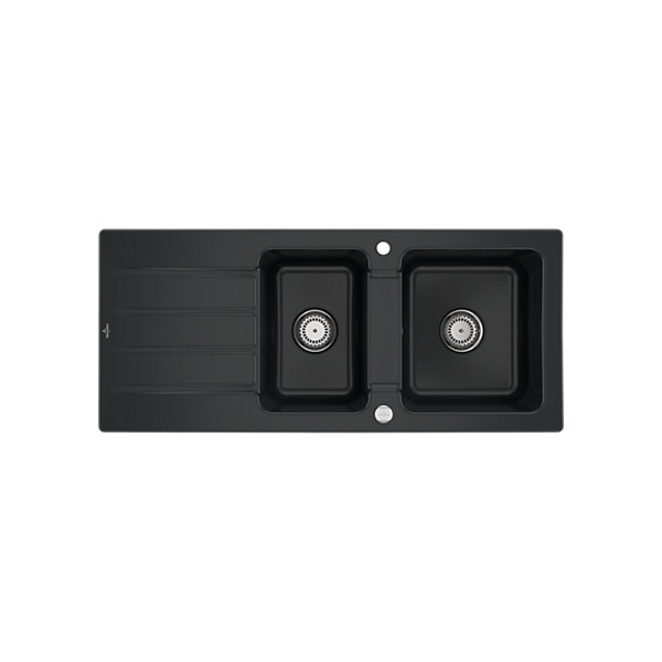Evier céramique Villeroy &Boch ARCHITECTURA noir mat 2 bacs 1 égouttoir