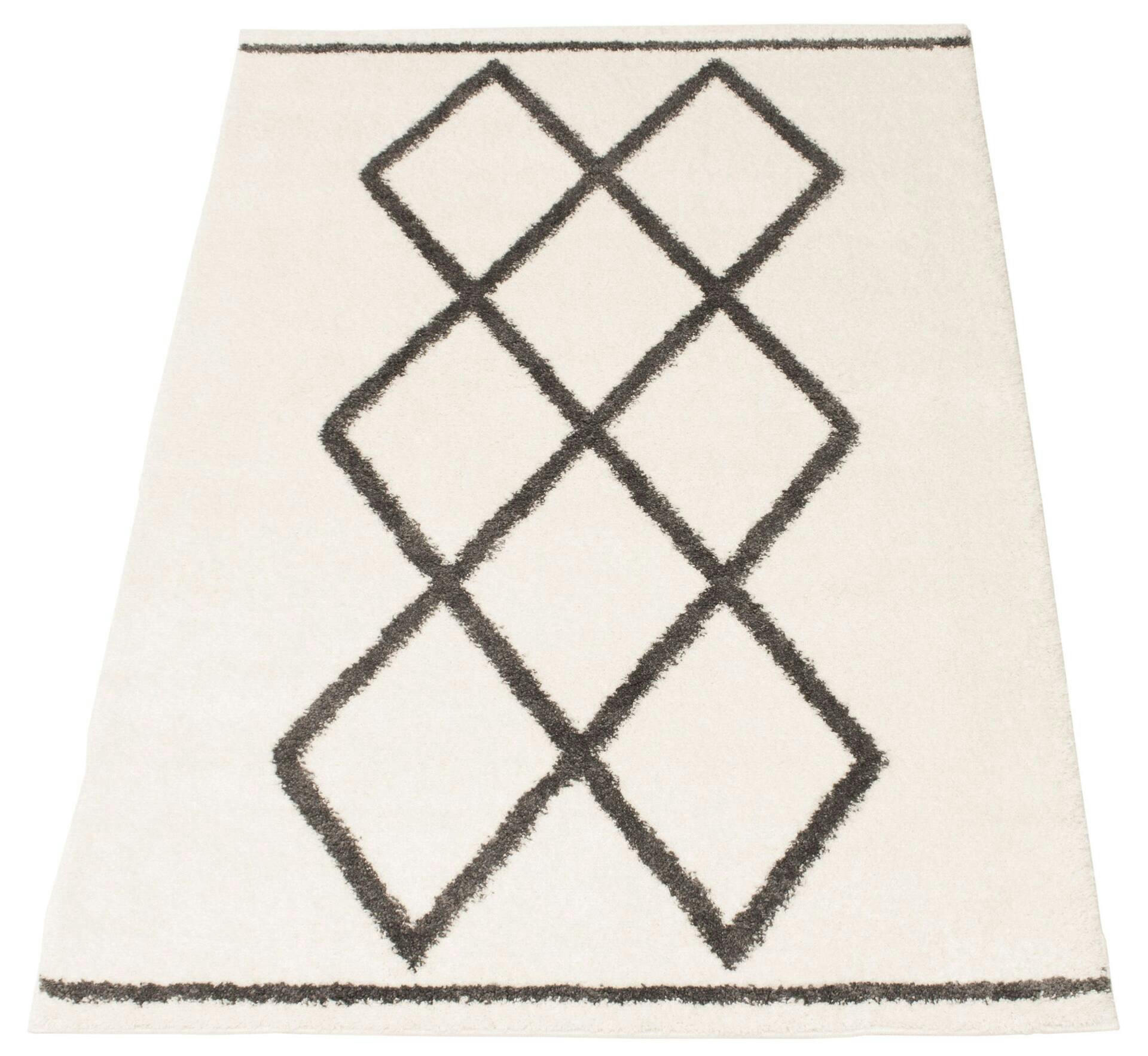 ECARPET Amara Indoor Geometric Area Shag Rug, Ivory, Assorted Sizes