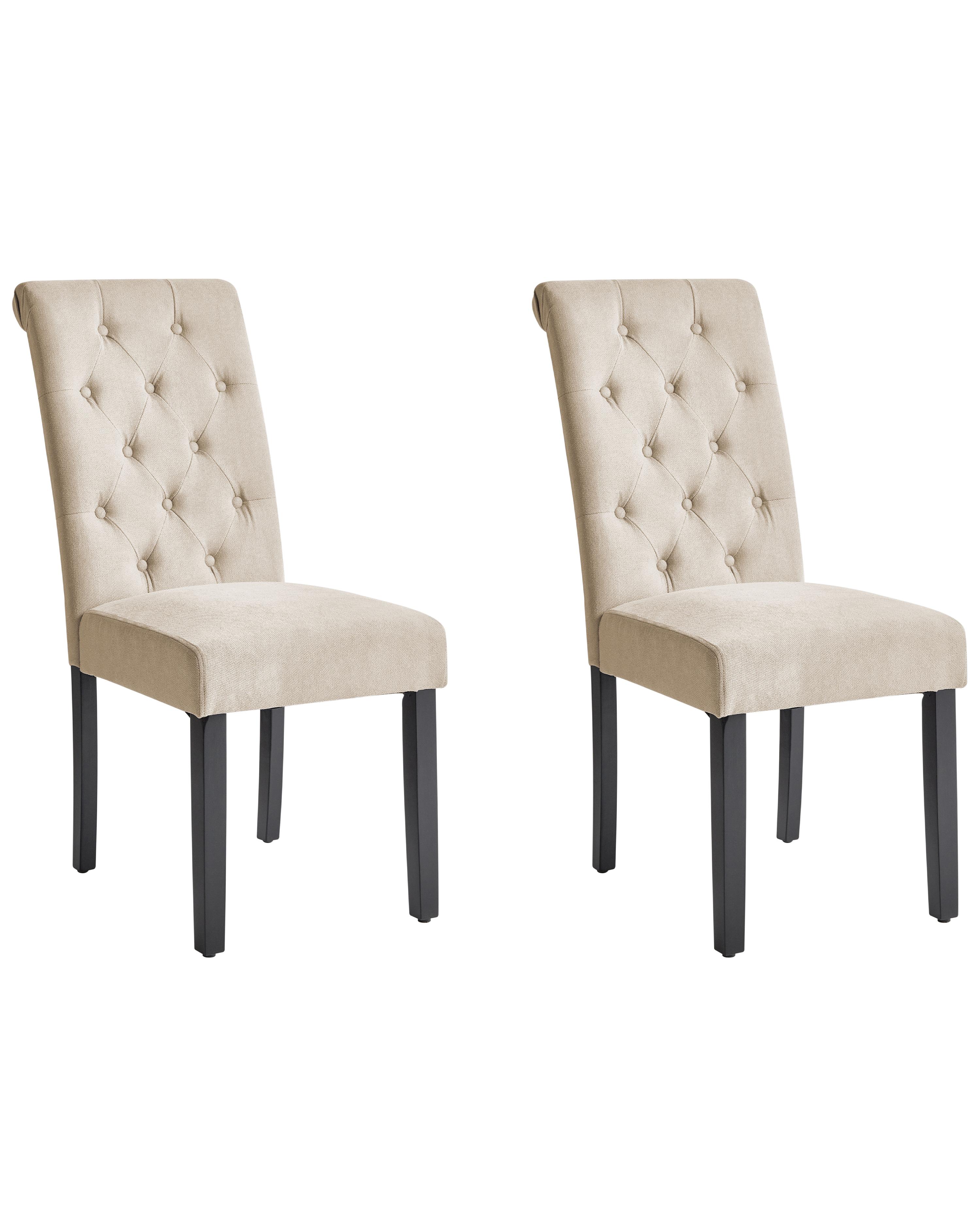Set of 2 Dining Chairs VELVA Fabric Sand Beige