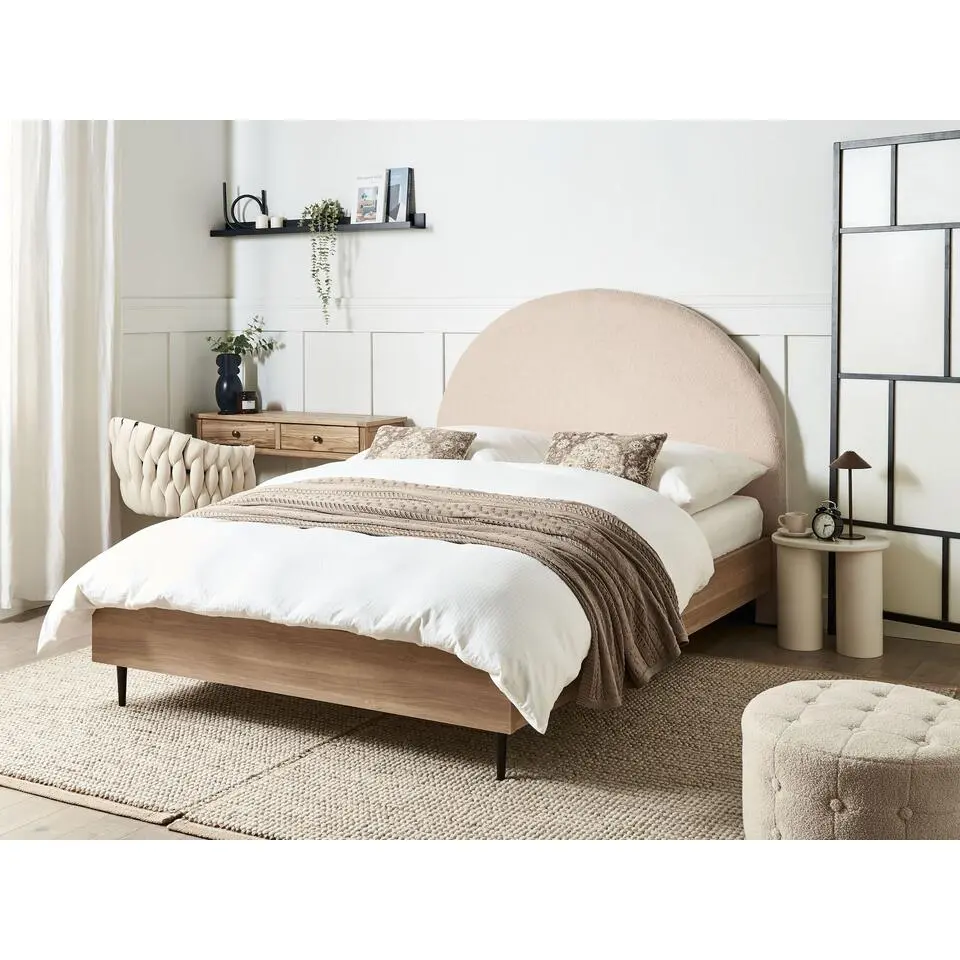 MILLAY - Bed - Beige - 140 x 200 cm - Boucl&eacute;
