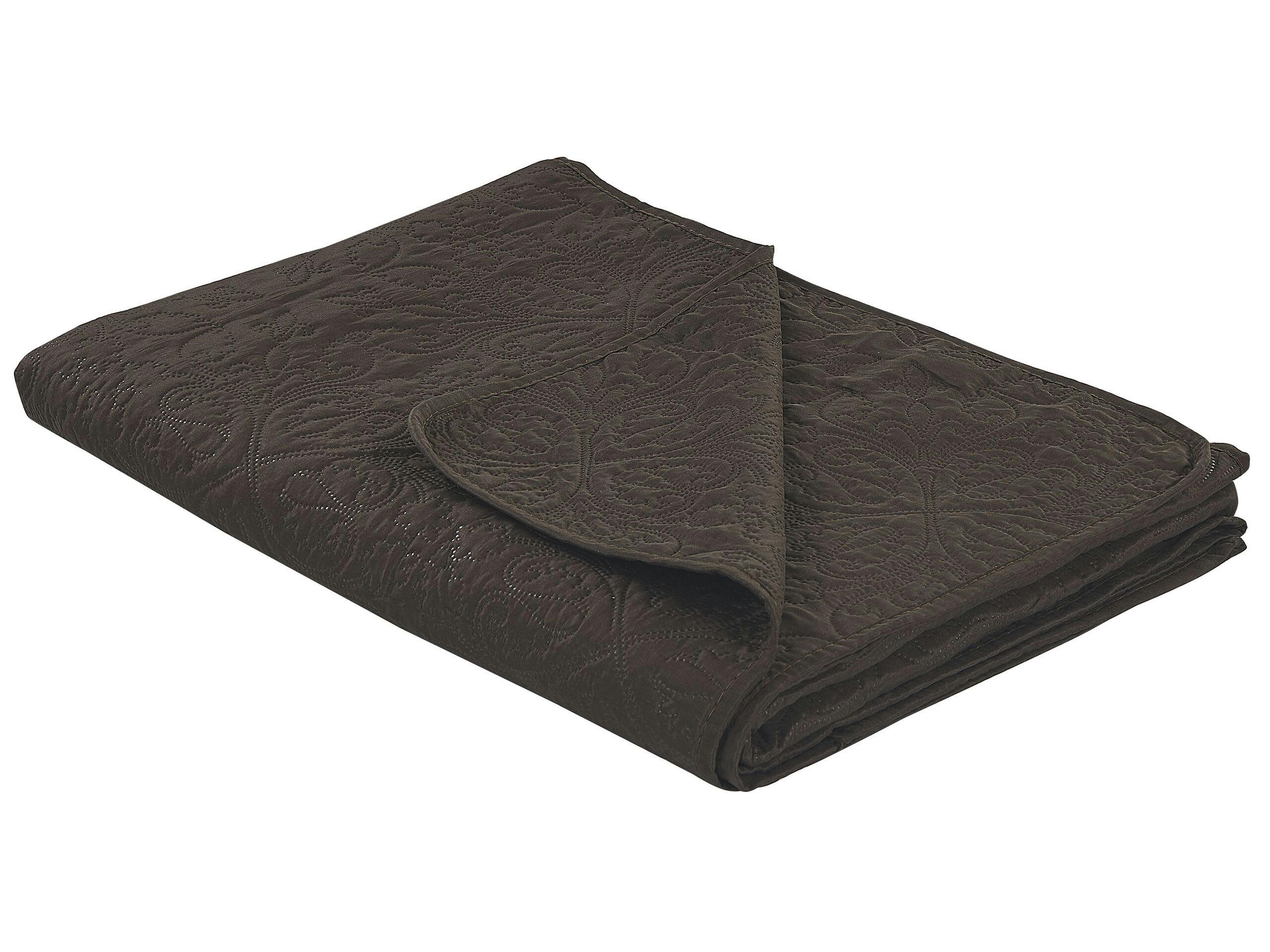 RAYEN - Plaid en polyester marron 220x160cm