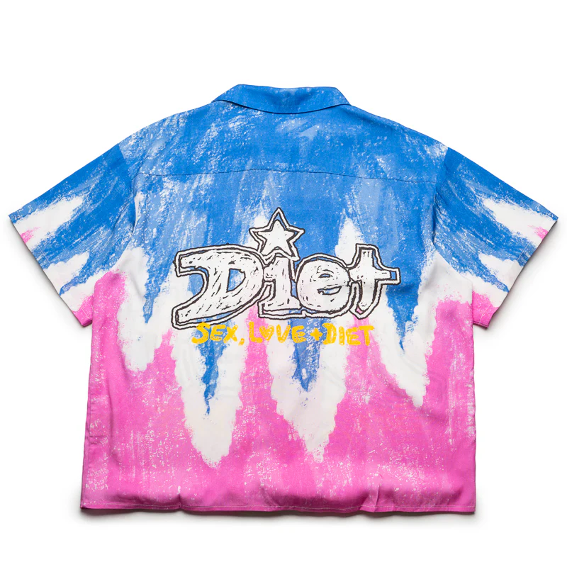 Diet Starts Monday Knievel Button Up Shirt - Blue/Pink