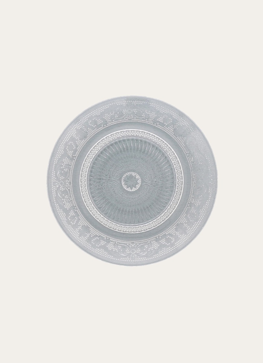 ASSIETTE à DESSERT EN VERRE à MOTIFS GRAVÉS TRANSPARENT