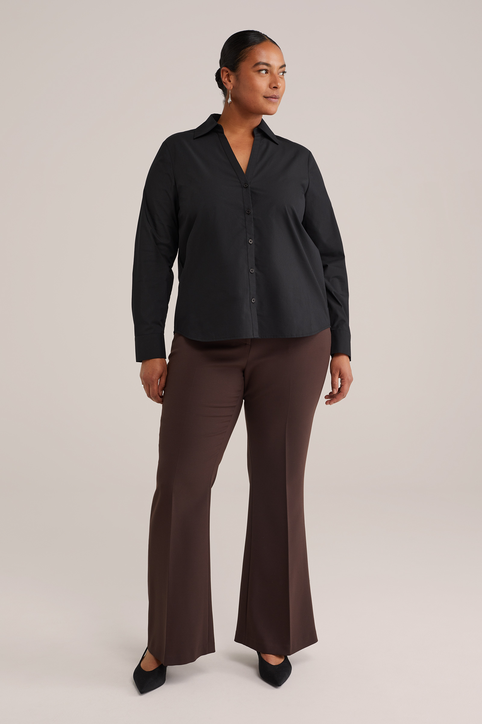 Dames blouse met V-hals