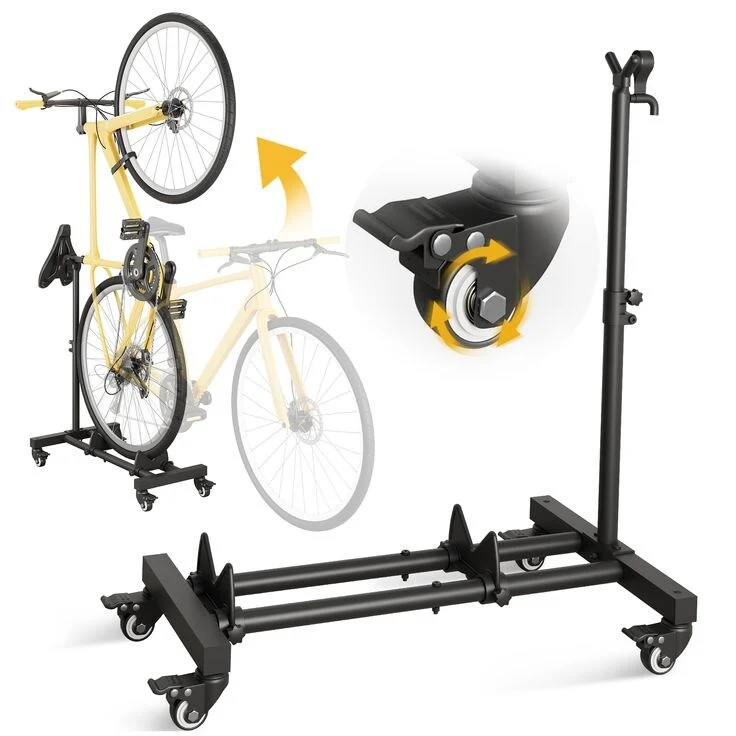 Sttoraboks Vertical Rolling Bike Stand, Adjustable, Space-Saving Indoor Storage, Up to 4 Wheel Width, Garage, Apartment