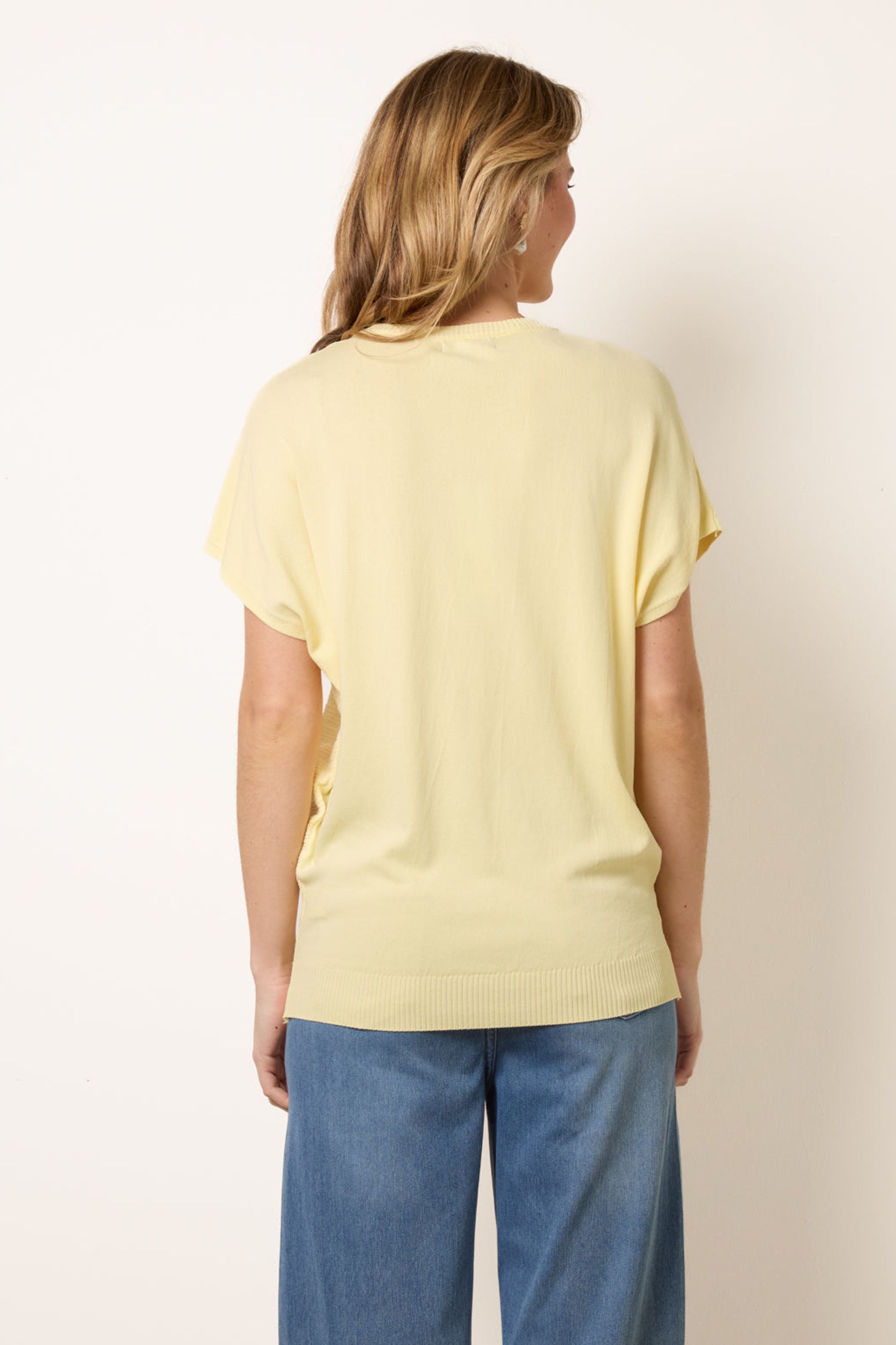 Blue Vanilla Lemon Textured Sleeveless Knit Top