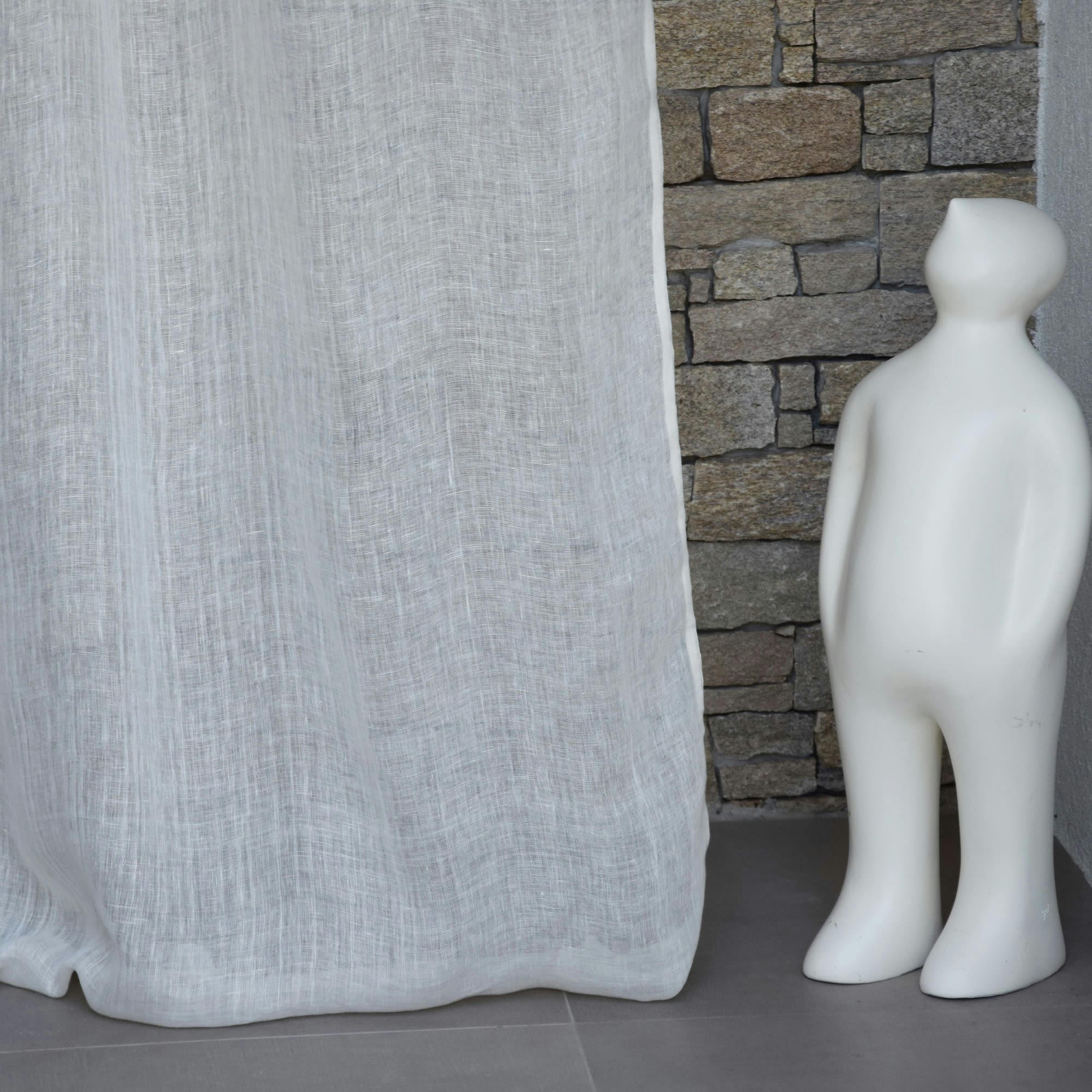 GAZE DE LIN FINE - Rideau gaze de lin fine ivoire 140X270 CM
