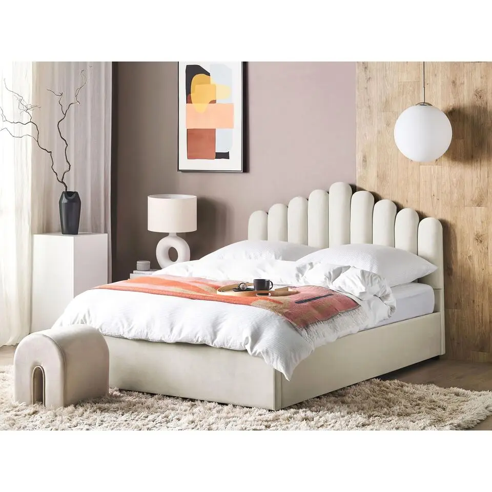 VINCENNES - Bed met opbergruimte - Wit - 180 x 200 cm - Fluweel
