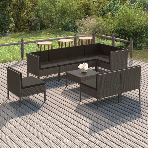 Zestaw wypoczynkowy do ogrodu Szary Technorattan 5x sofa środkowa   3x