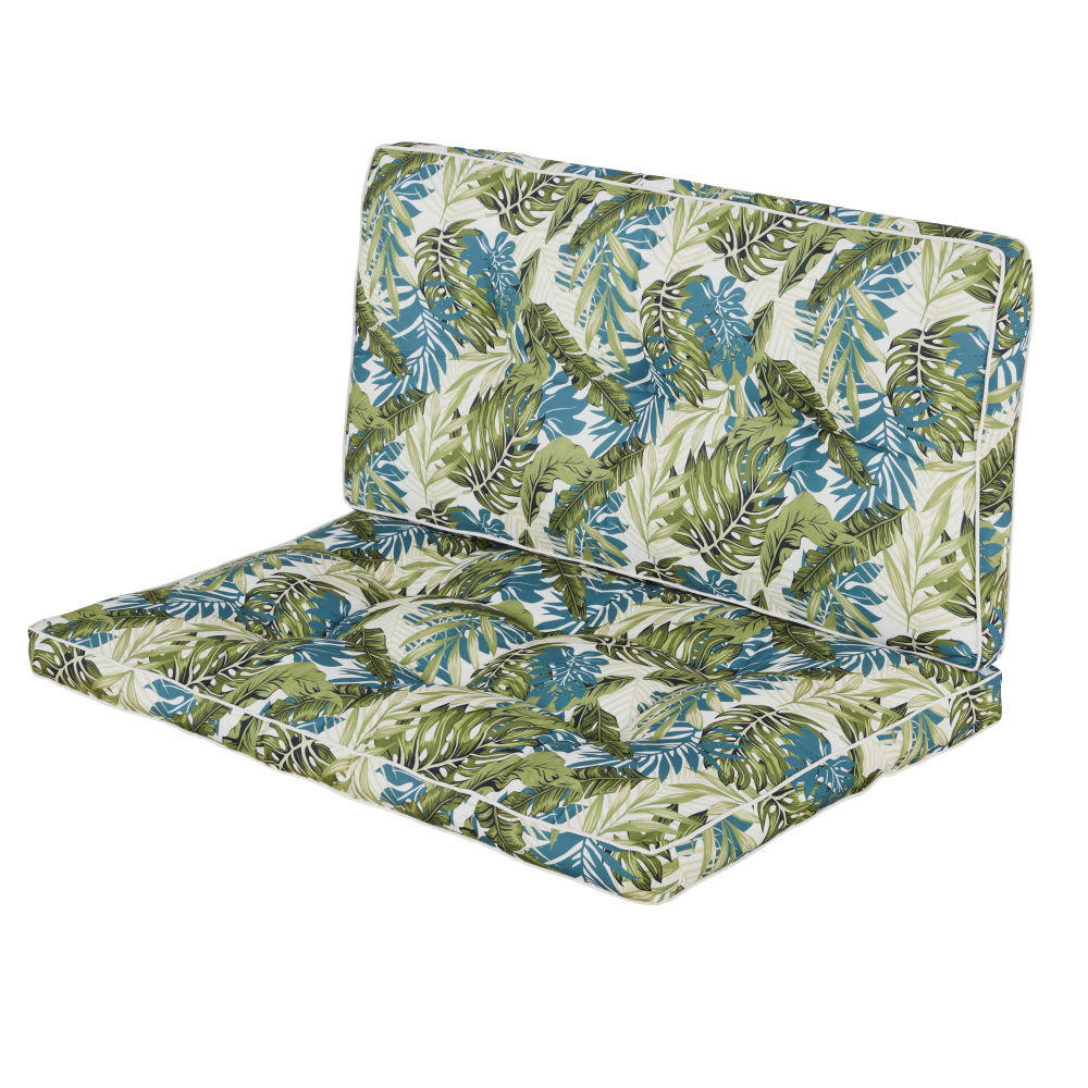 AMAZONIE - Matelas palette en coton imprimé tropical vert 80x120