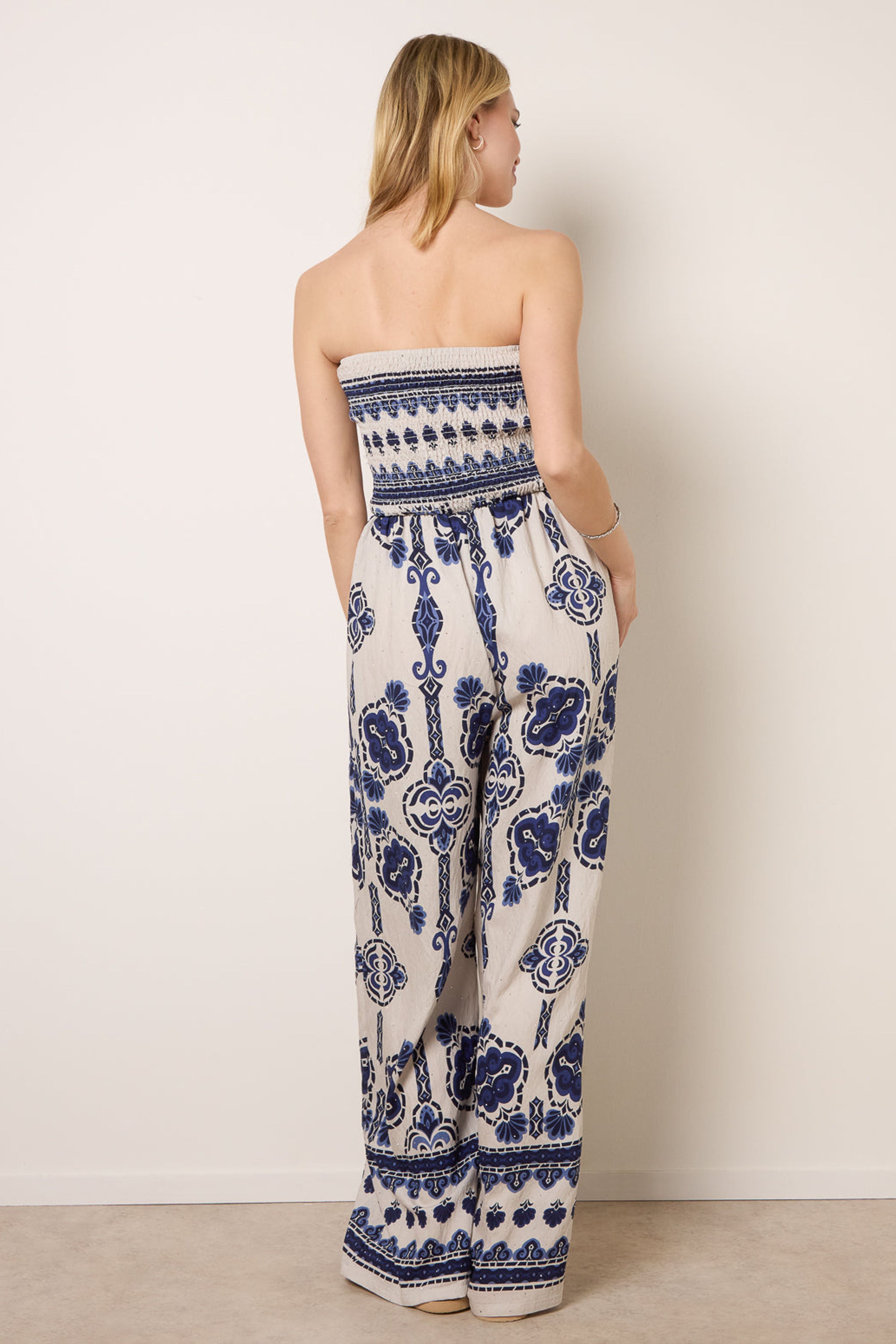 Blue Vanilla Navy Tribal Print Jumpsuit