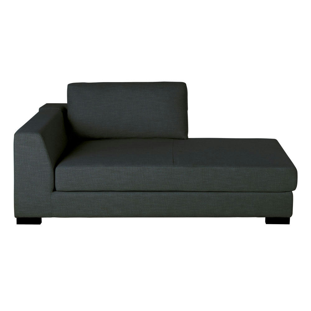 Terence - Méridienne-coffre gauche pour canapé modulable gris anthracite