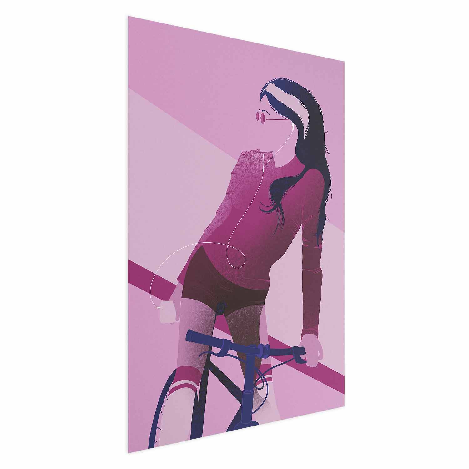 Plakat Kobieta na rowerze 21x30 cm