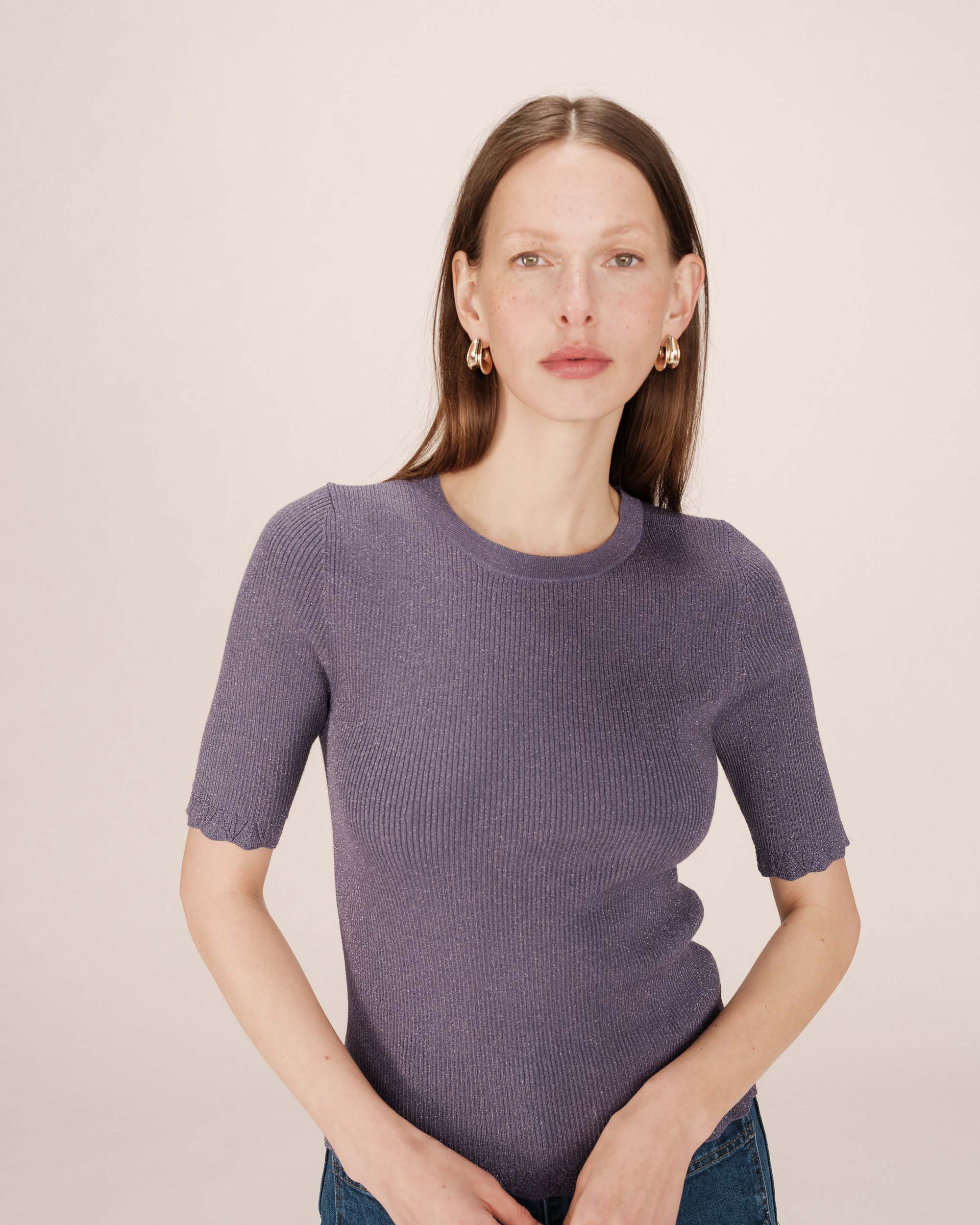 Pull en lurex bleuet Saturne