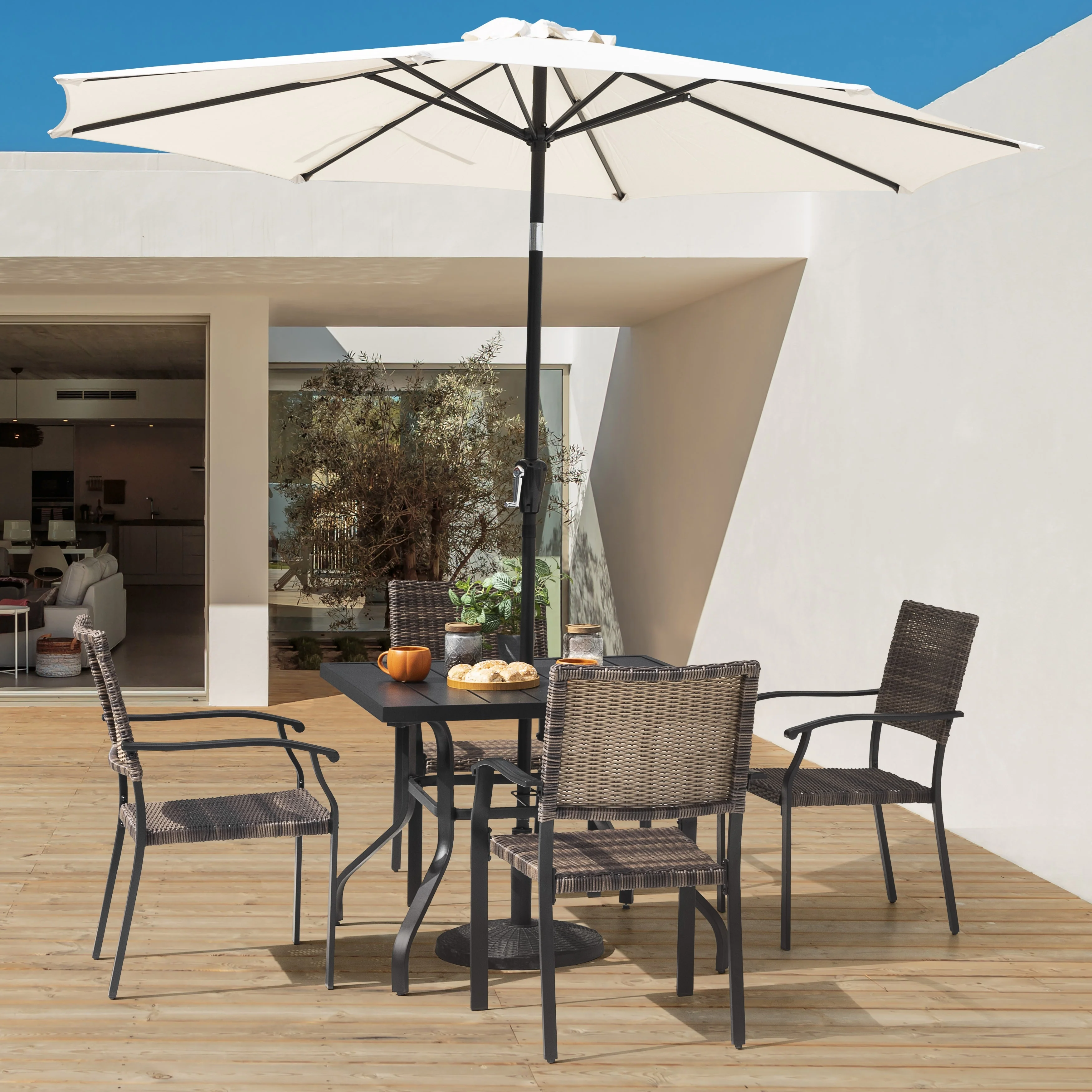 Outdoor 5-Piece Outdoor Wicker Dining Chair Set