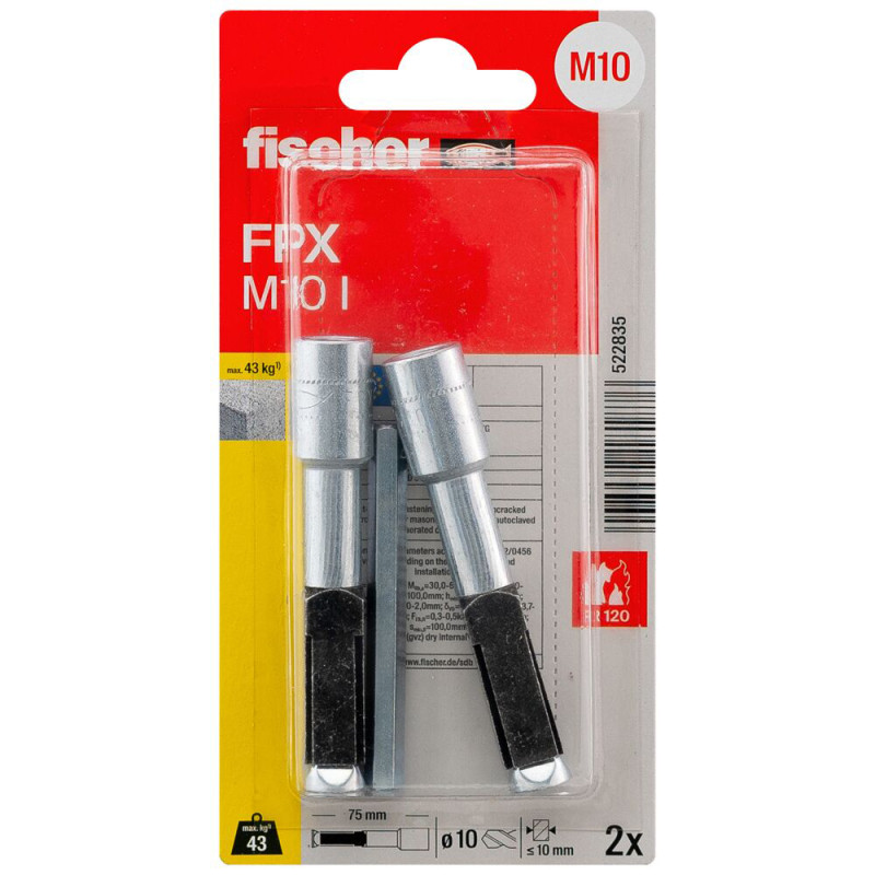 Cheville pour béton cellulaire FPX-I M10 2 pièces