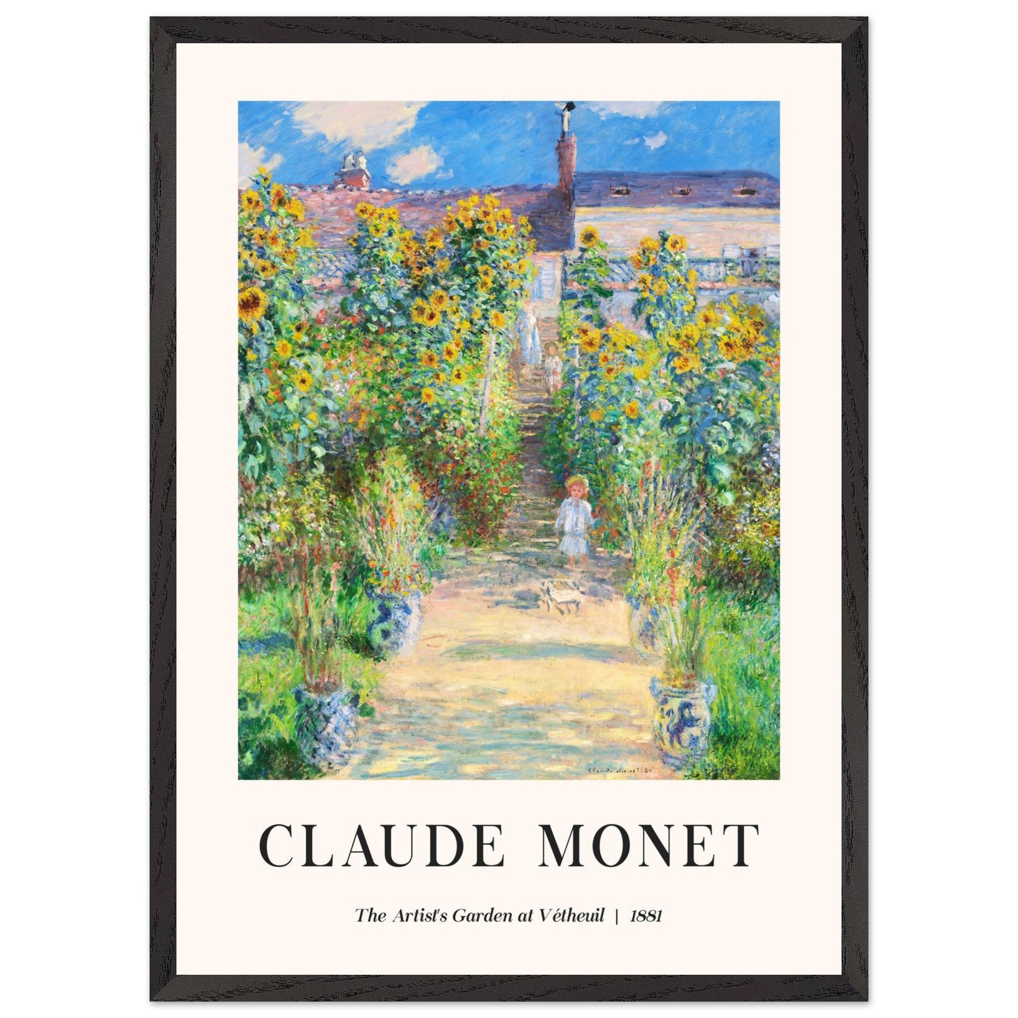 Artfulprints Poster met Lijst Claude Monet - The artist's garden at Vétheuil  - 50x70 cm - Groen