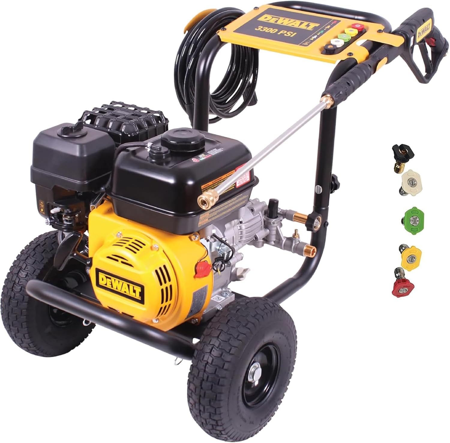 DeWalt 3300 PSI Gas Pressure Washer  5 Nozzles  Spray Gun  Wand  25-ft. Hose  DXPW3300-S  49-State