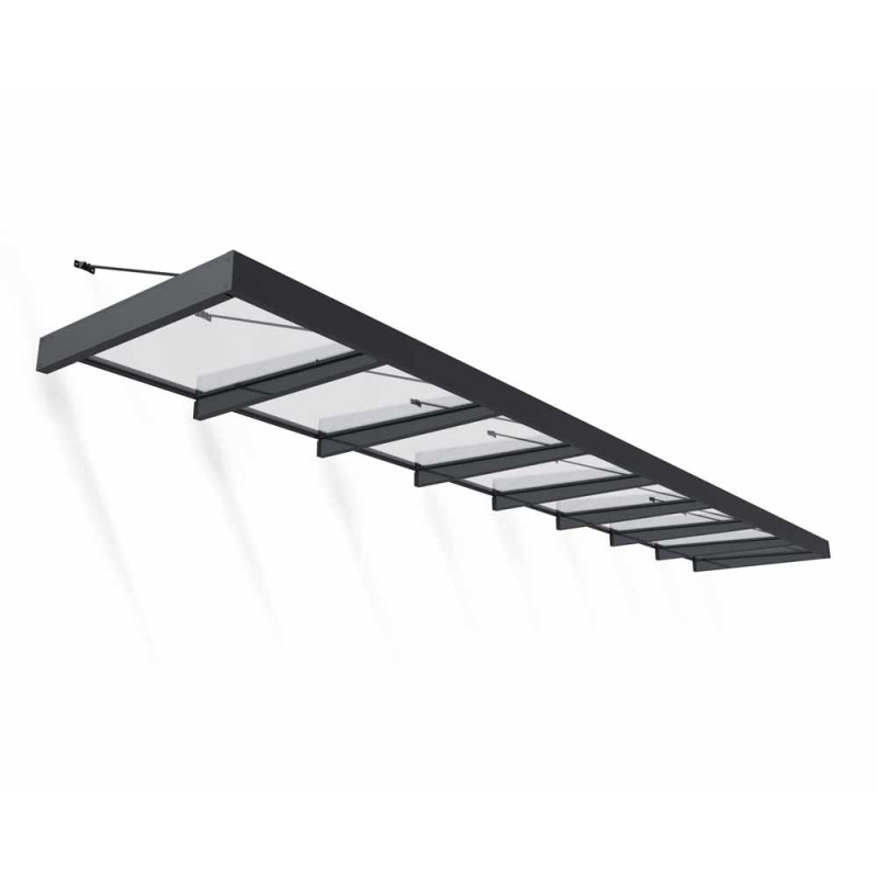 Marquise de porte Sophia XL gris foncé 750 x 140 cm CANOPIA