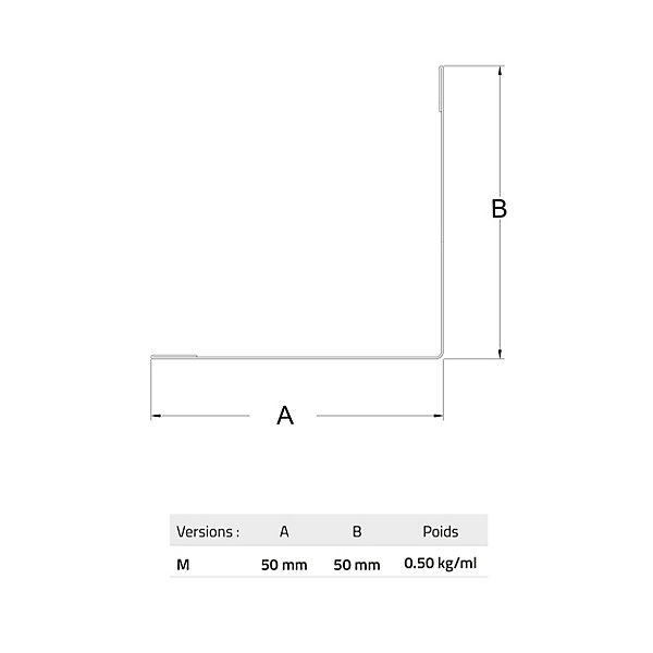 Cornière pour bardage et parement M50 Le Profileur Français noir mat 50x50x2300 mm