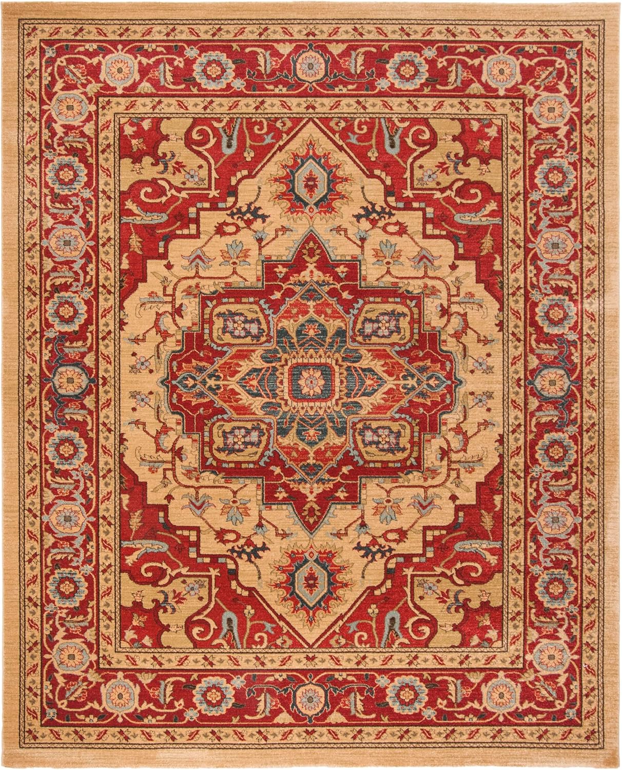 SAFAVIEH Mahal Collection 9' x 12' Red Natural MAH698A Traditional Oriental Non-Shedding Living Room Bedroom Dining Home Office Area Rug