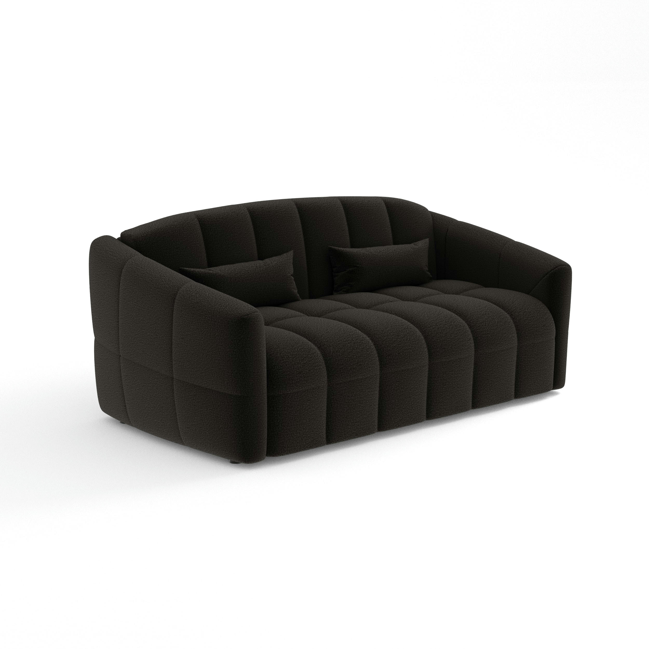 NORA - Canapé convertible express matelas tissu bouclette noir 160cm