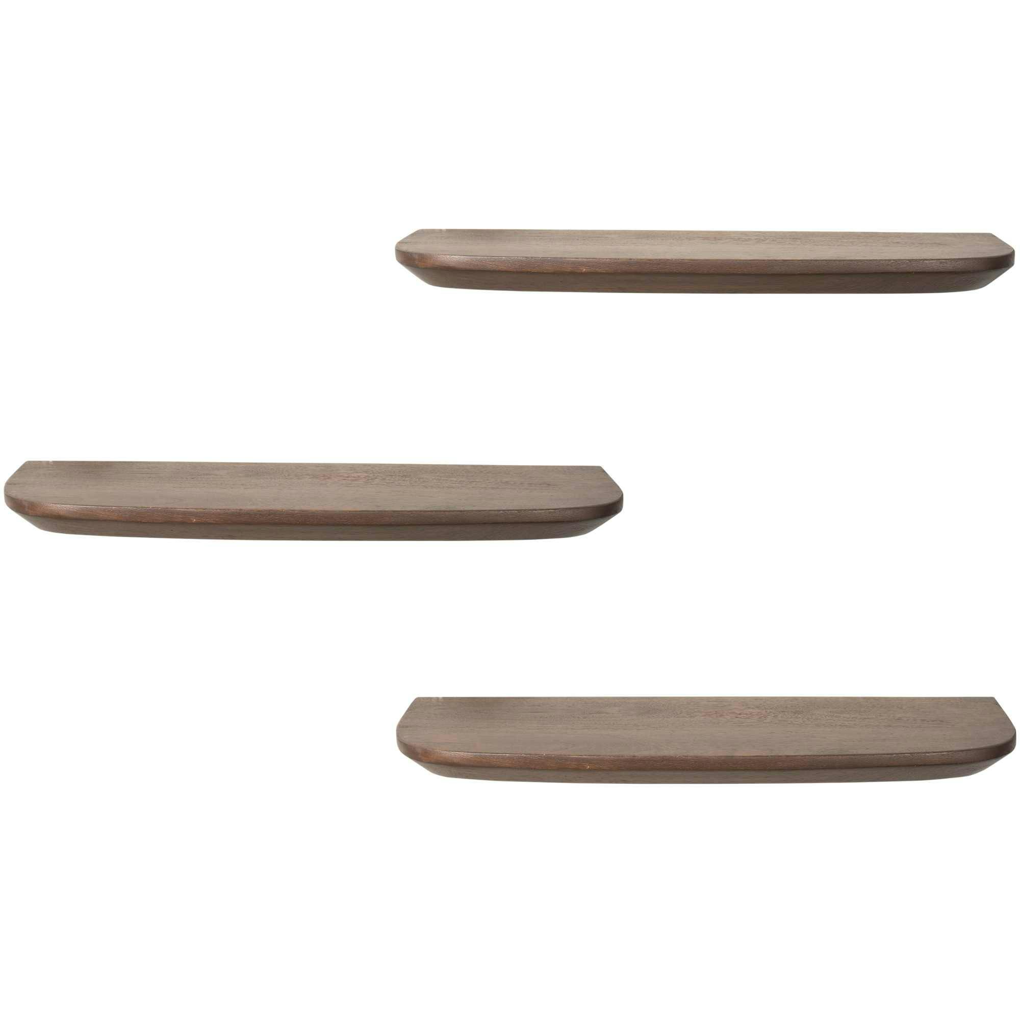 Etagère murale en bois foncé 60 cm (lot de 3) ALMA