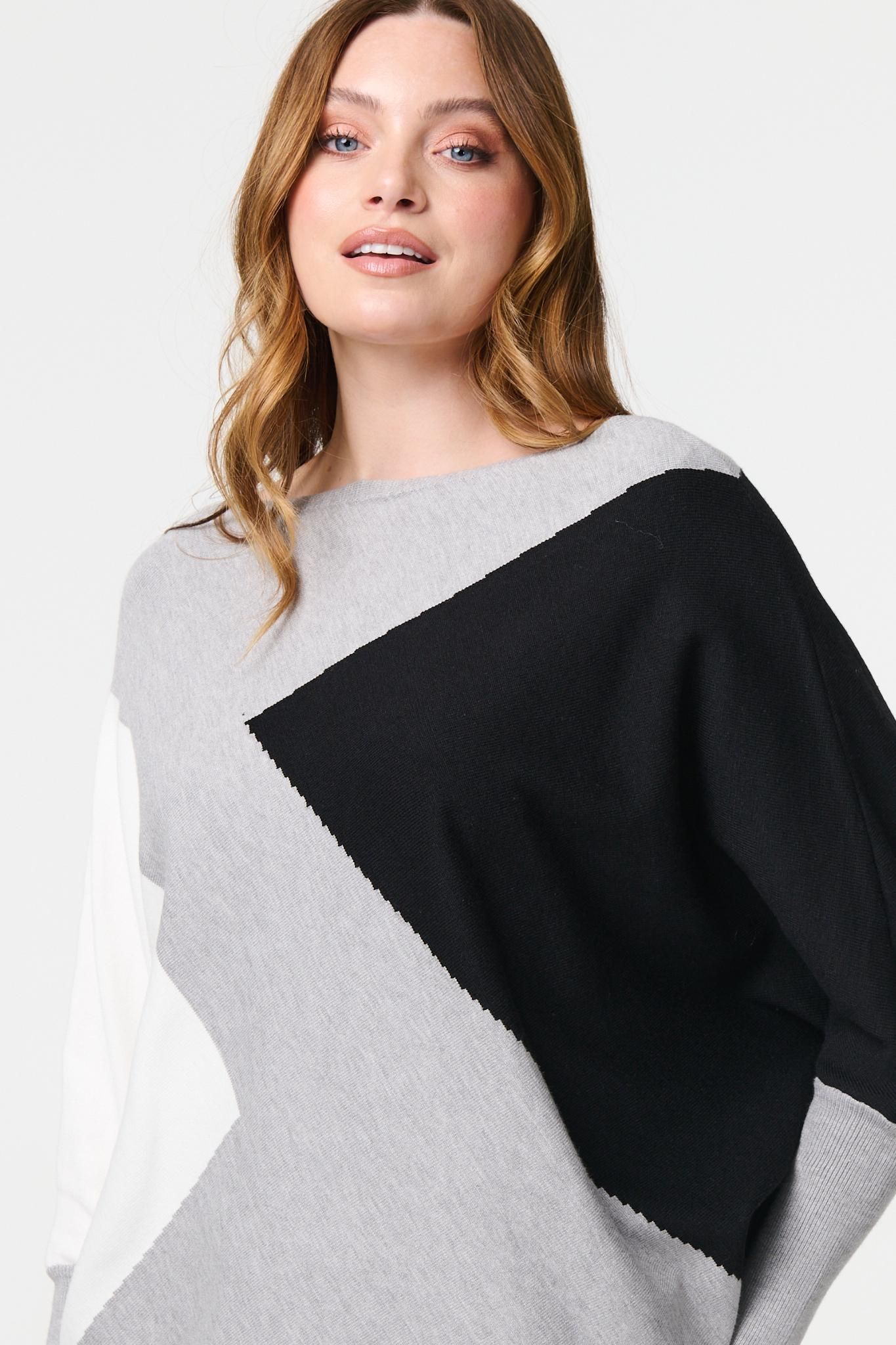 Izabel London Colour Block Oversized Batwing Jumper