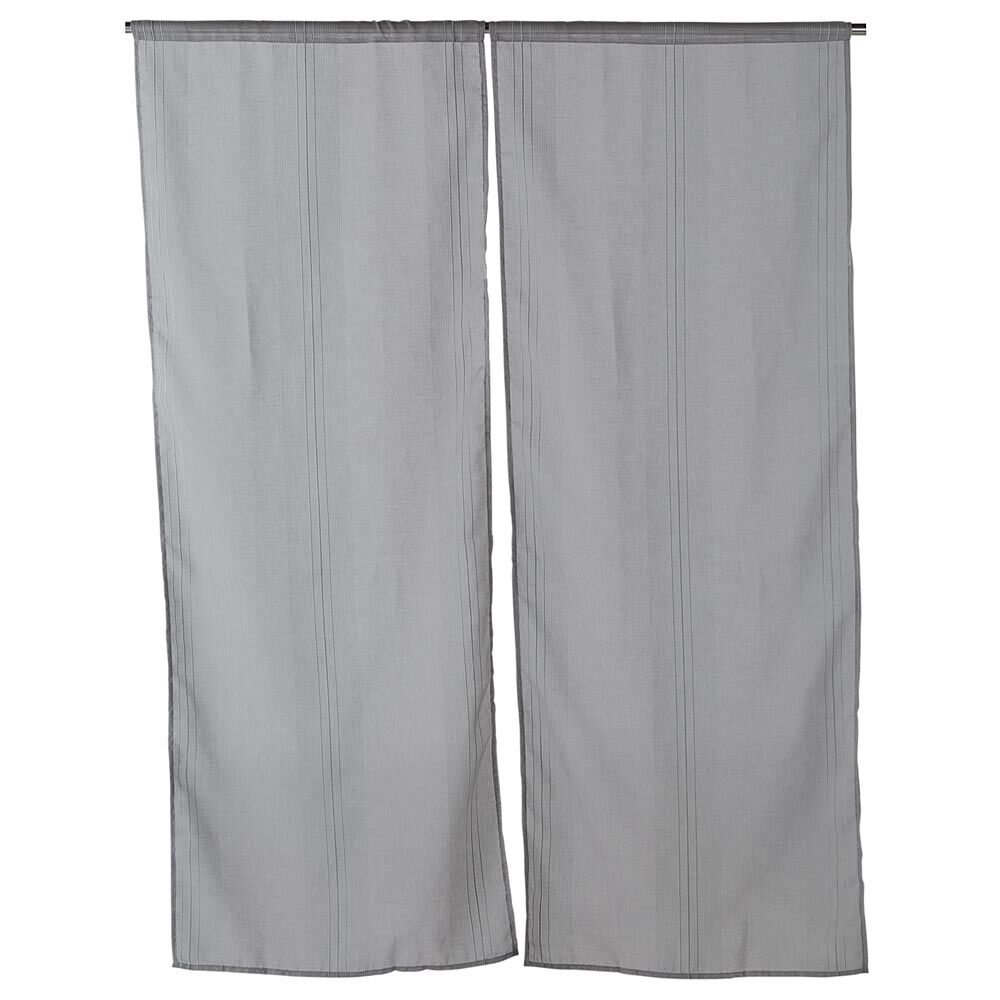 Vitrage droit passe tringle uni gris 60x160 cm x2