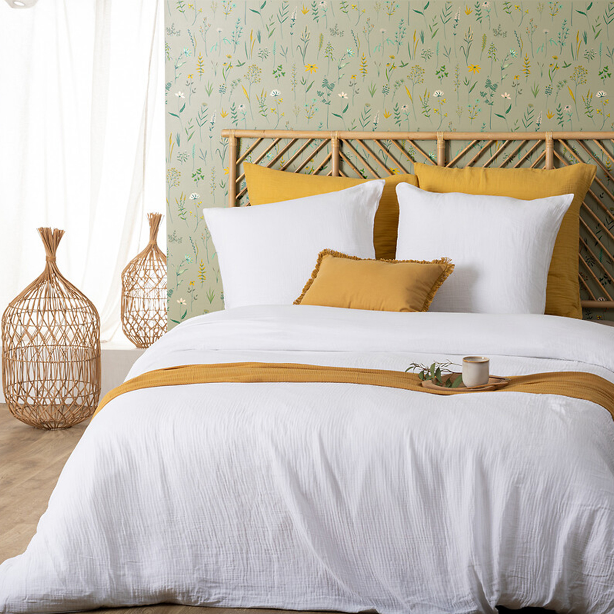 Bed linen set "Flora" White, 240x220 cm