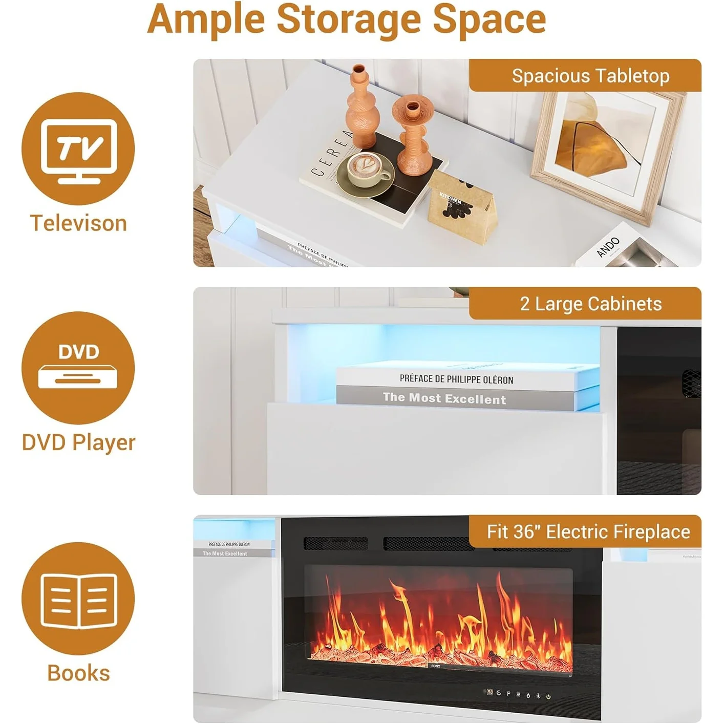 TV Stand Center Cabinet With Storage Place for TV Up to 75