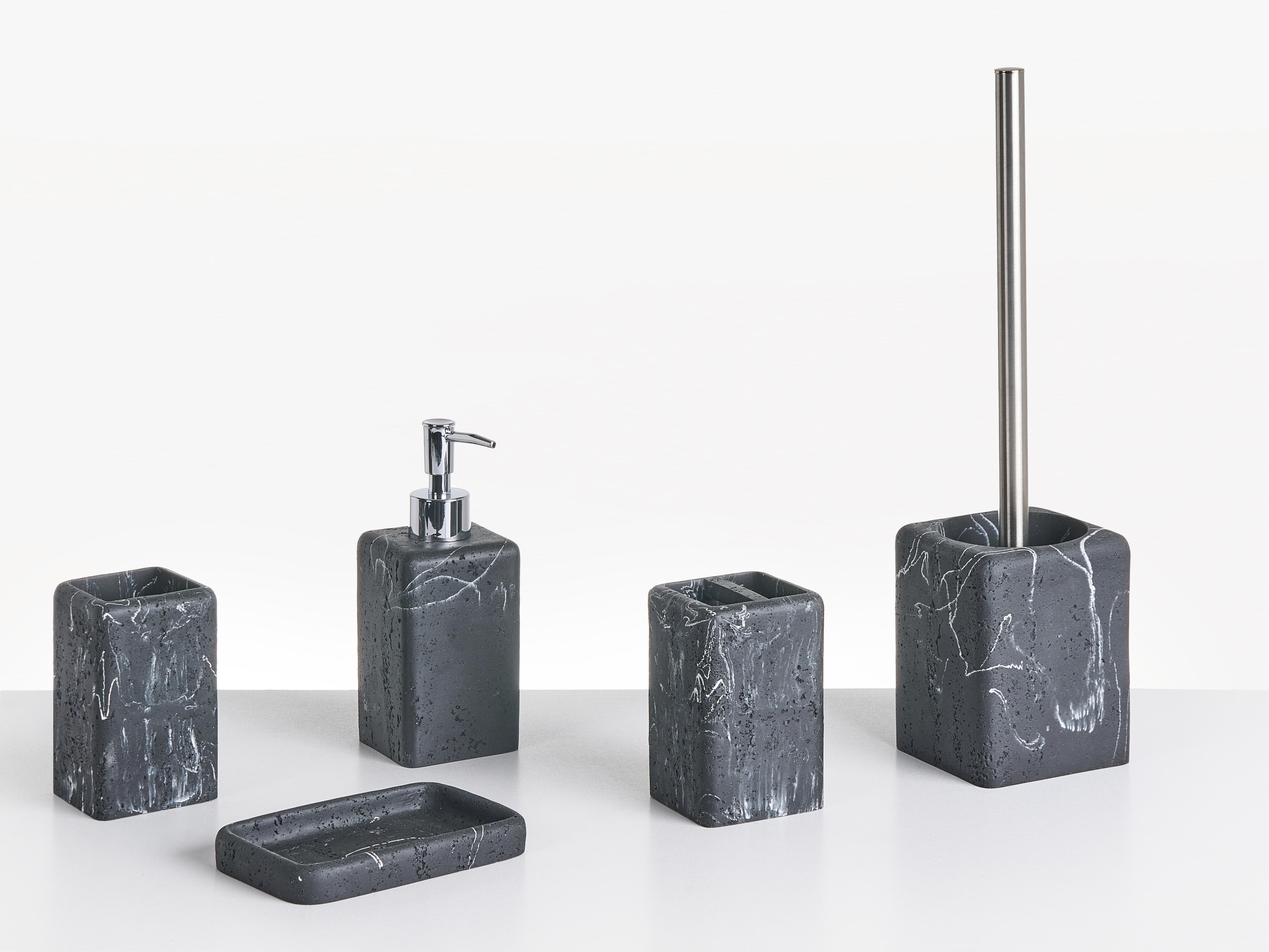 5-Piece Bathroom Accessories Set VILCANOTA Black Marble