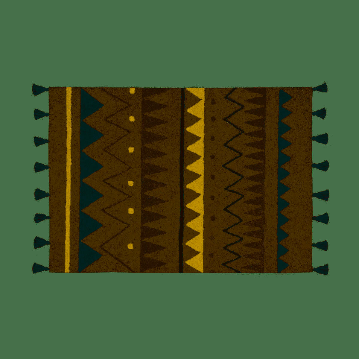 INDIEN - Tapis coton motif indien beige bleu 140x200