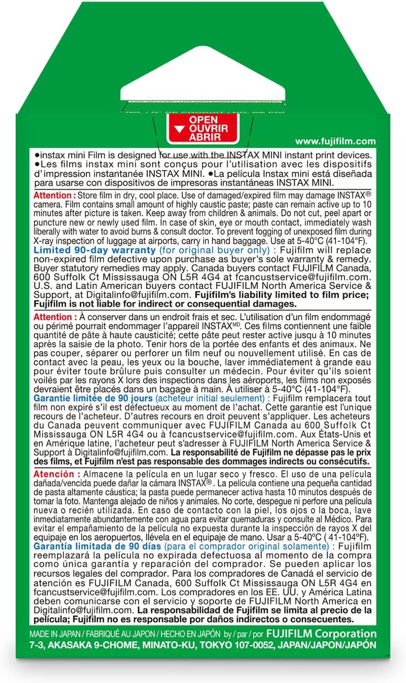 FUJIFILM Instax Mini Instant Film Twin Pack (White), 20 Photos