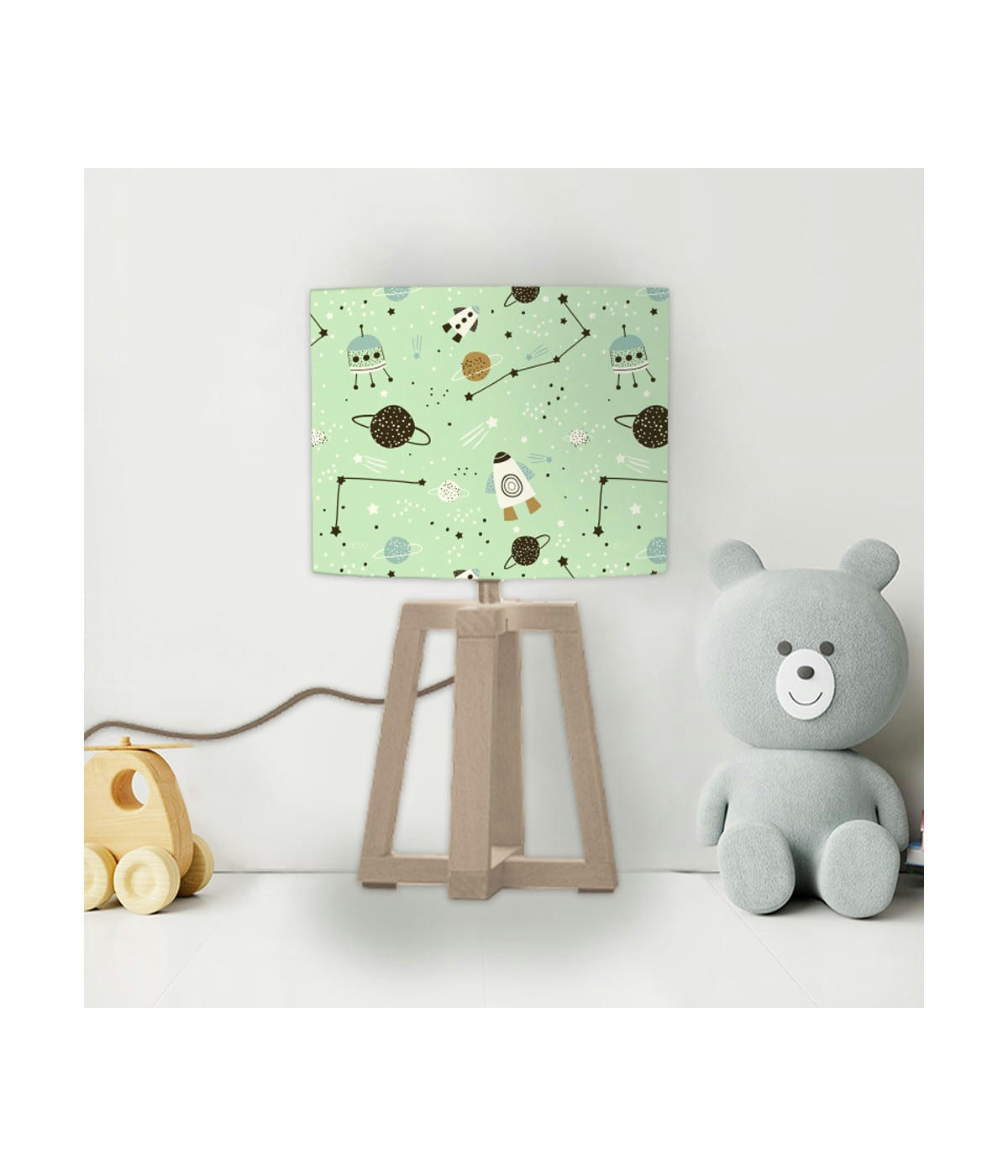 ENFANT - Abat-jour chevet enfant Planète Vert Pastel D: 25 x H: 20