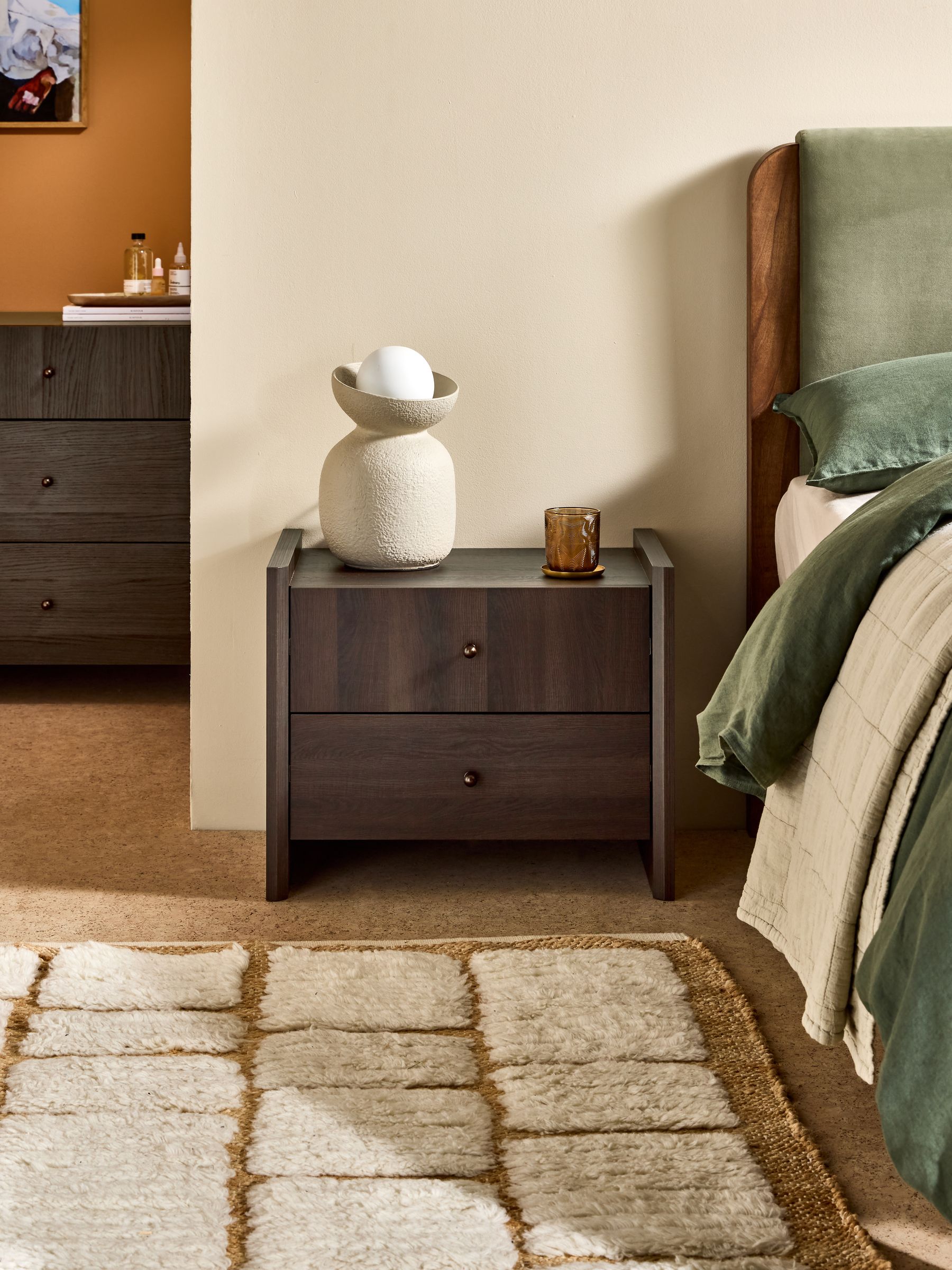 Macauley Bedside Table in Dark Brown