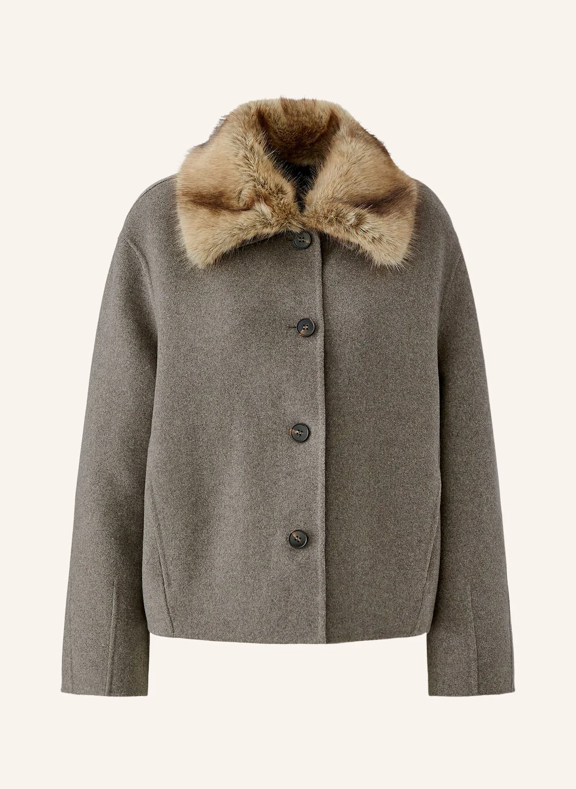 Oui Jacke mit abnehmbarem Kunstfell-Kragen