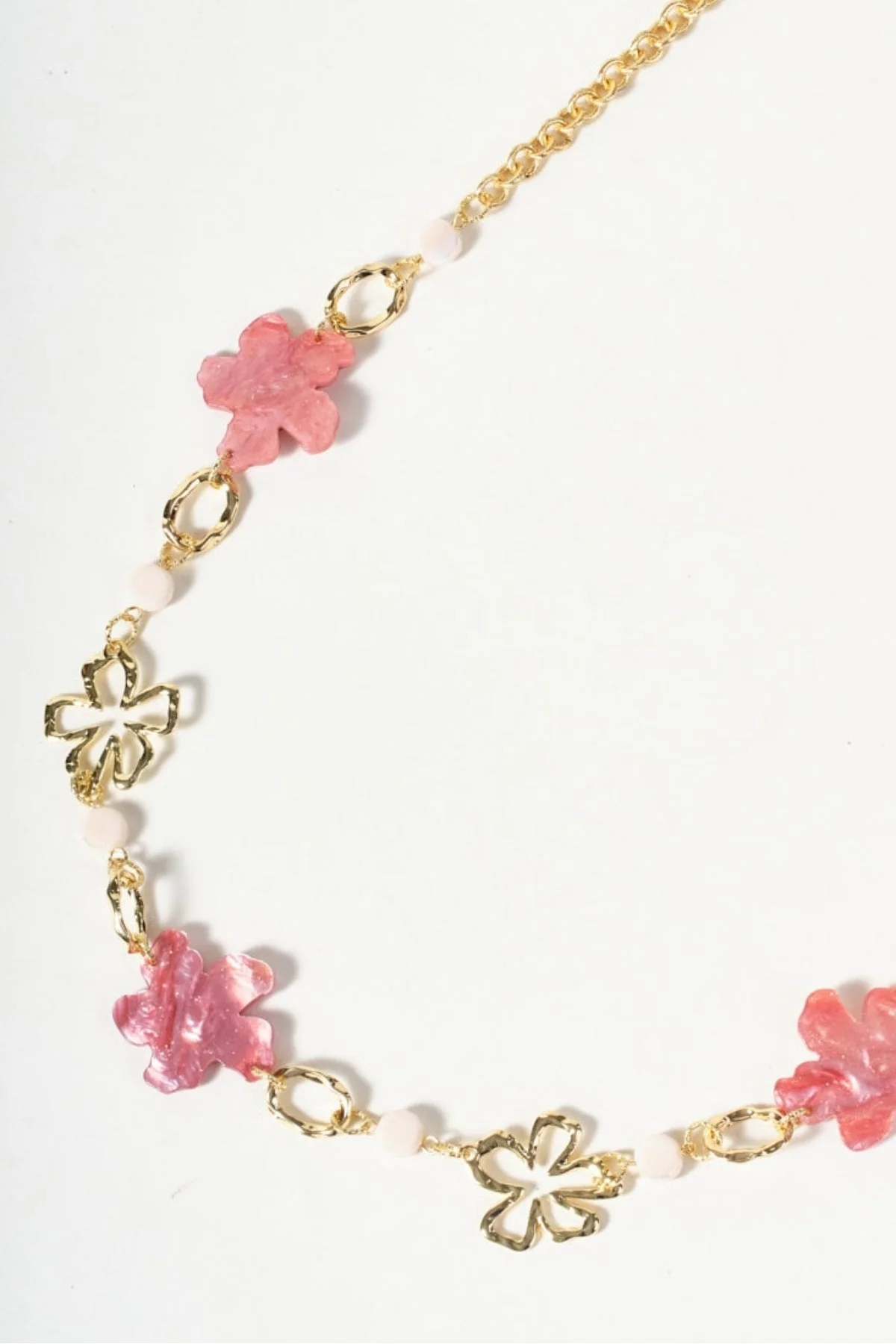 Pink Flower Bead Necklace