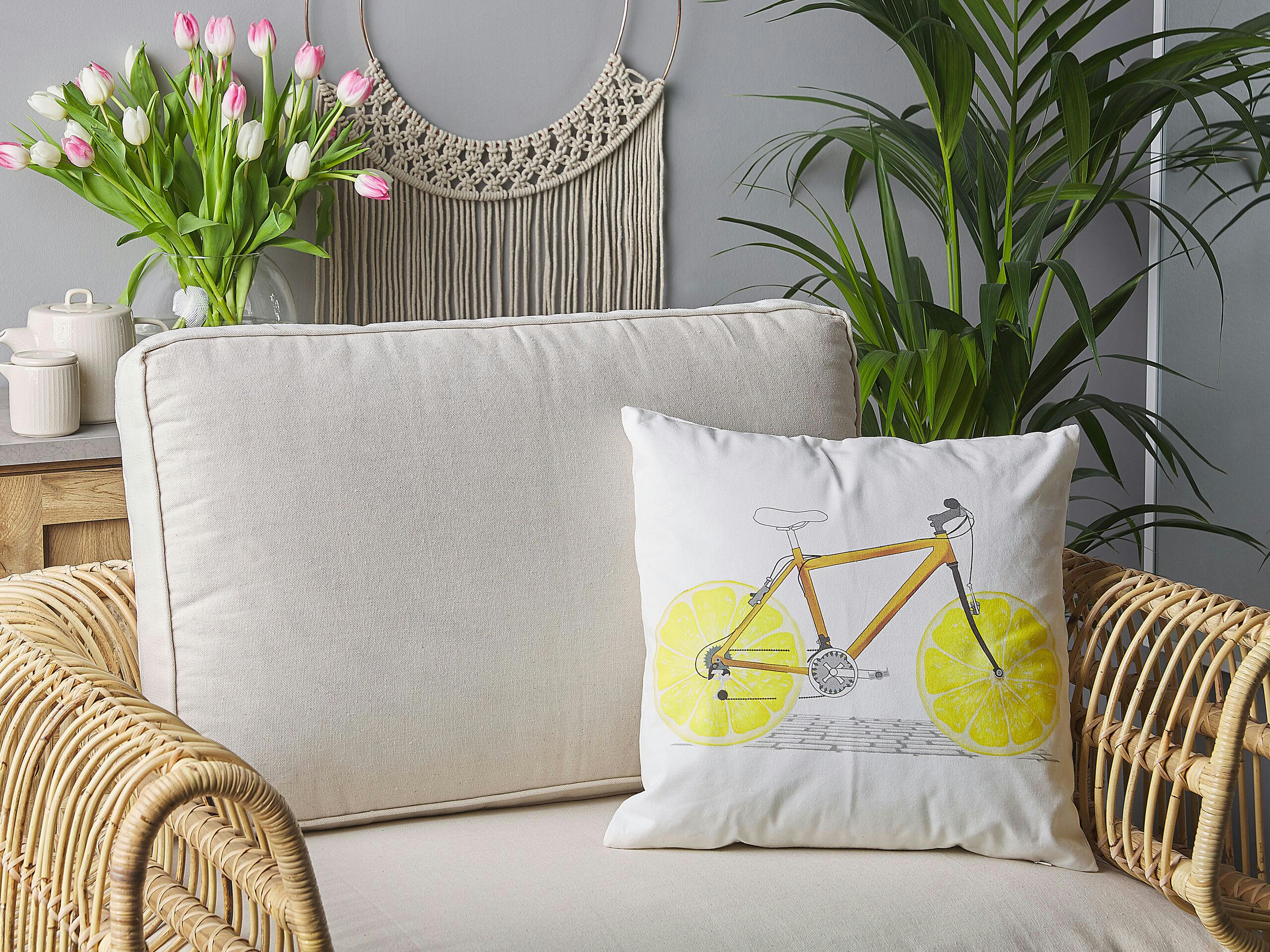 RUSCUS - Lot de 2 coussin décoratifs en tissu blanc 45x6cm