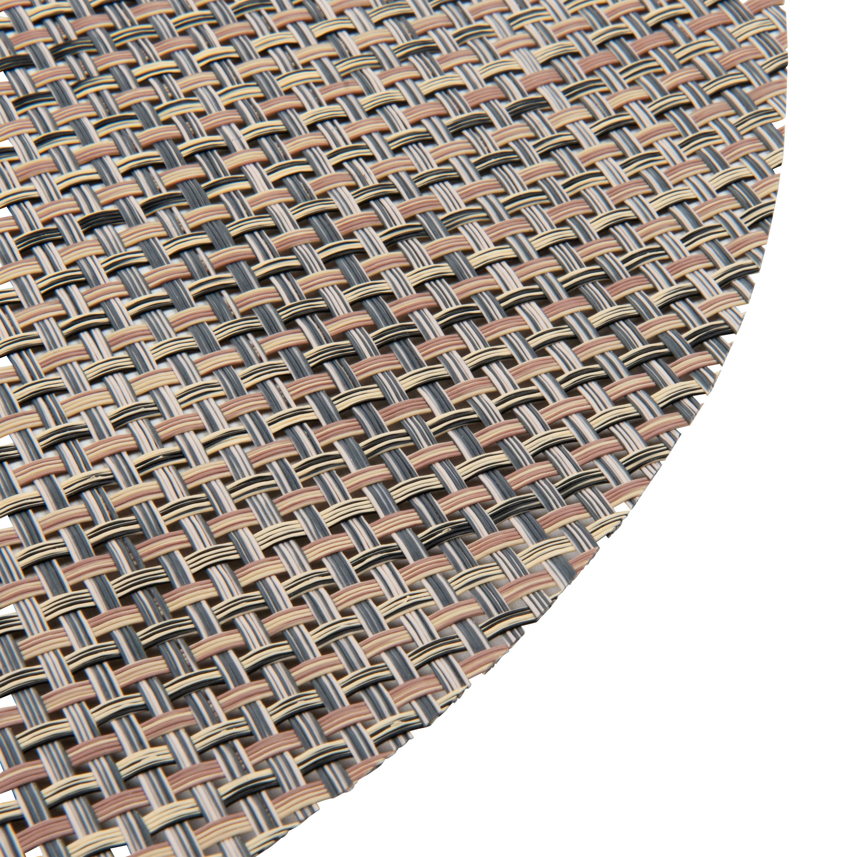 - Set de table rond tissé brun et beige D38