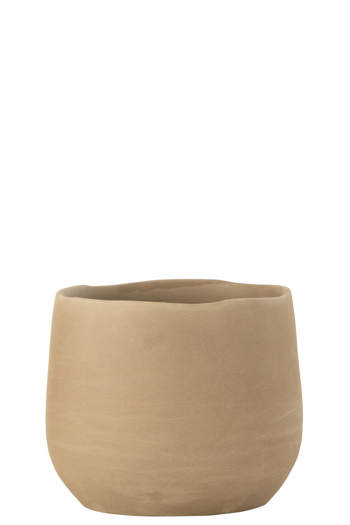 J-Line bloempot Effen - keramiek - beige - medium - 2 stuks - Ø 18 cm