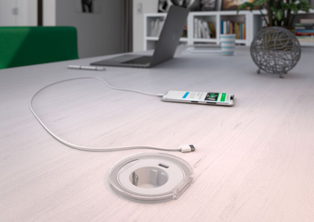 BORDENHET SCHNEIDER ELECTRIC MINI 6CM USB-A HVIT